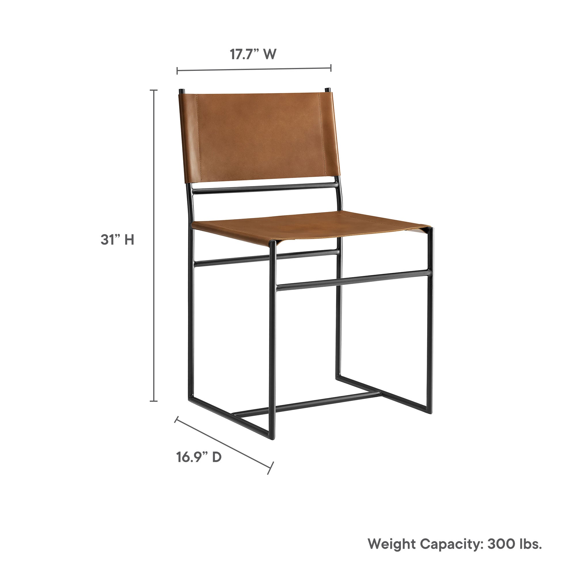 Thatcher Leather and Metal Dining Chair, Tan