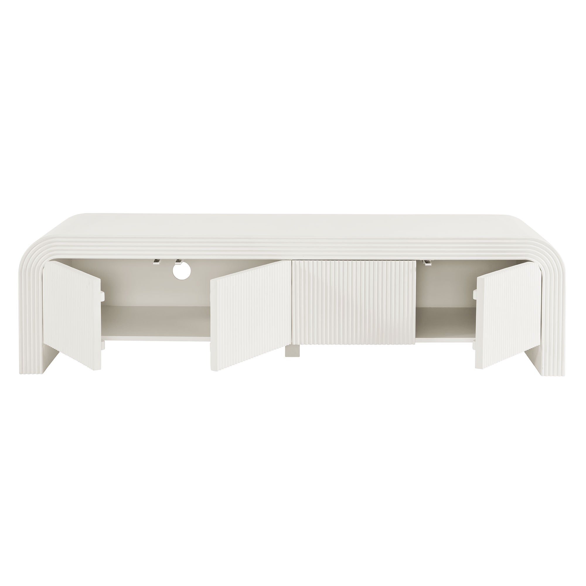 Waterflute 68" Fluted TV Stand, White Matte