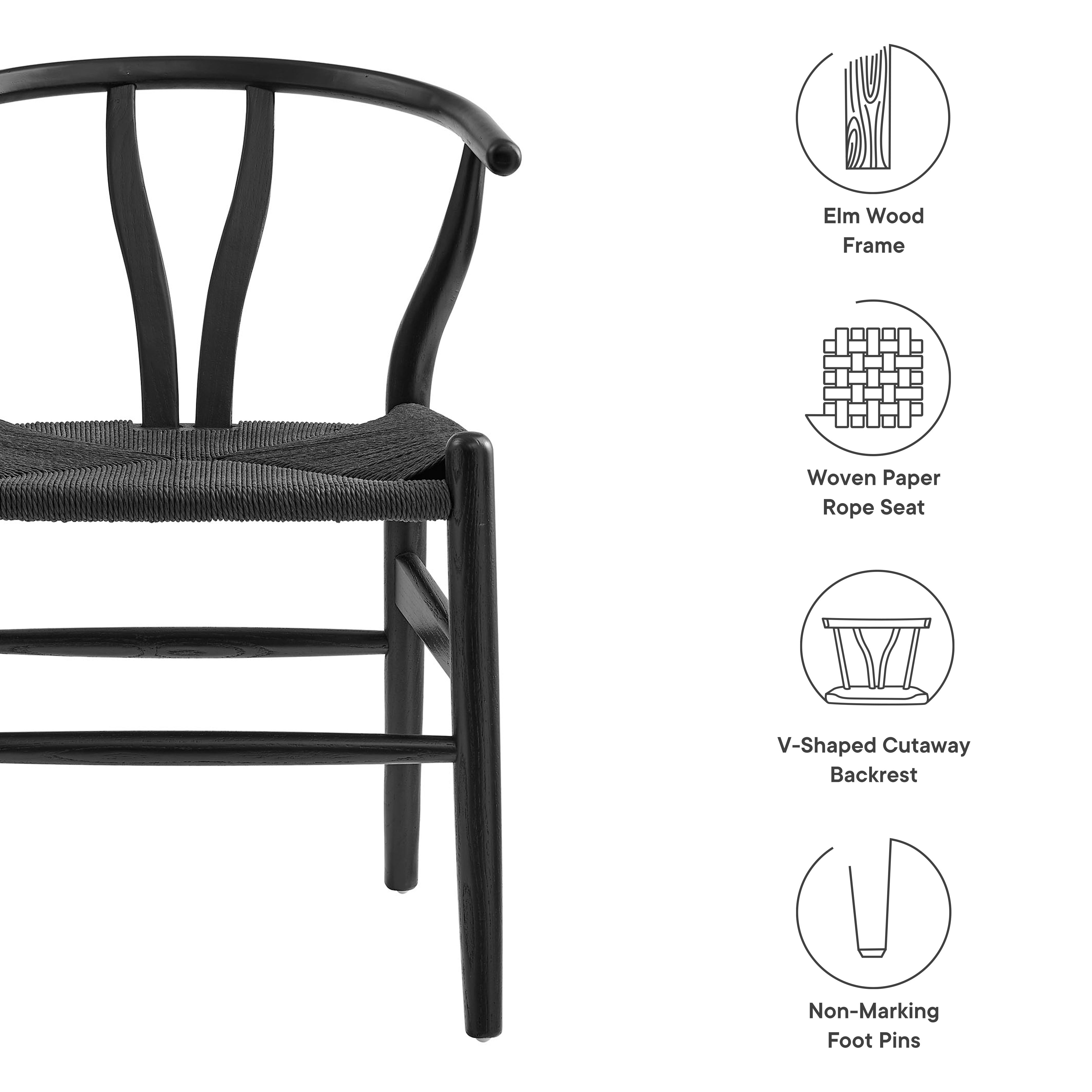 Amish 29" Wood Dining Chair, Black Black