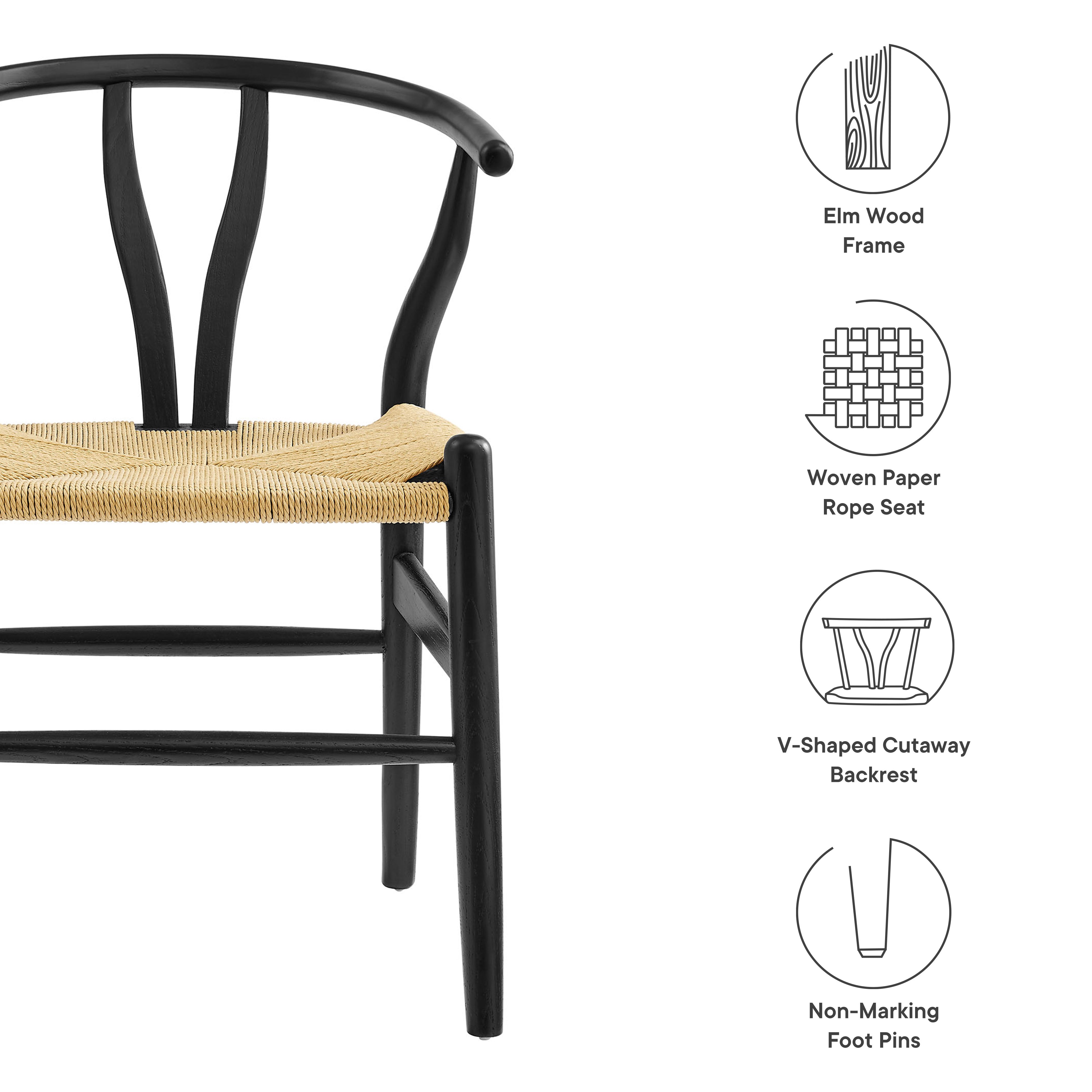 Amish 29" Wood Dining Chair, Black