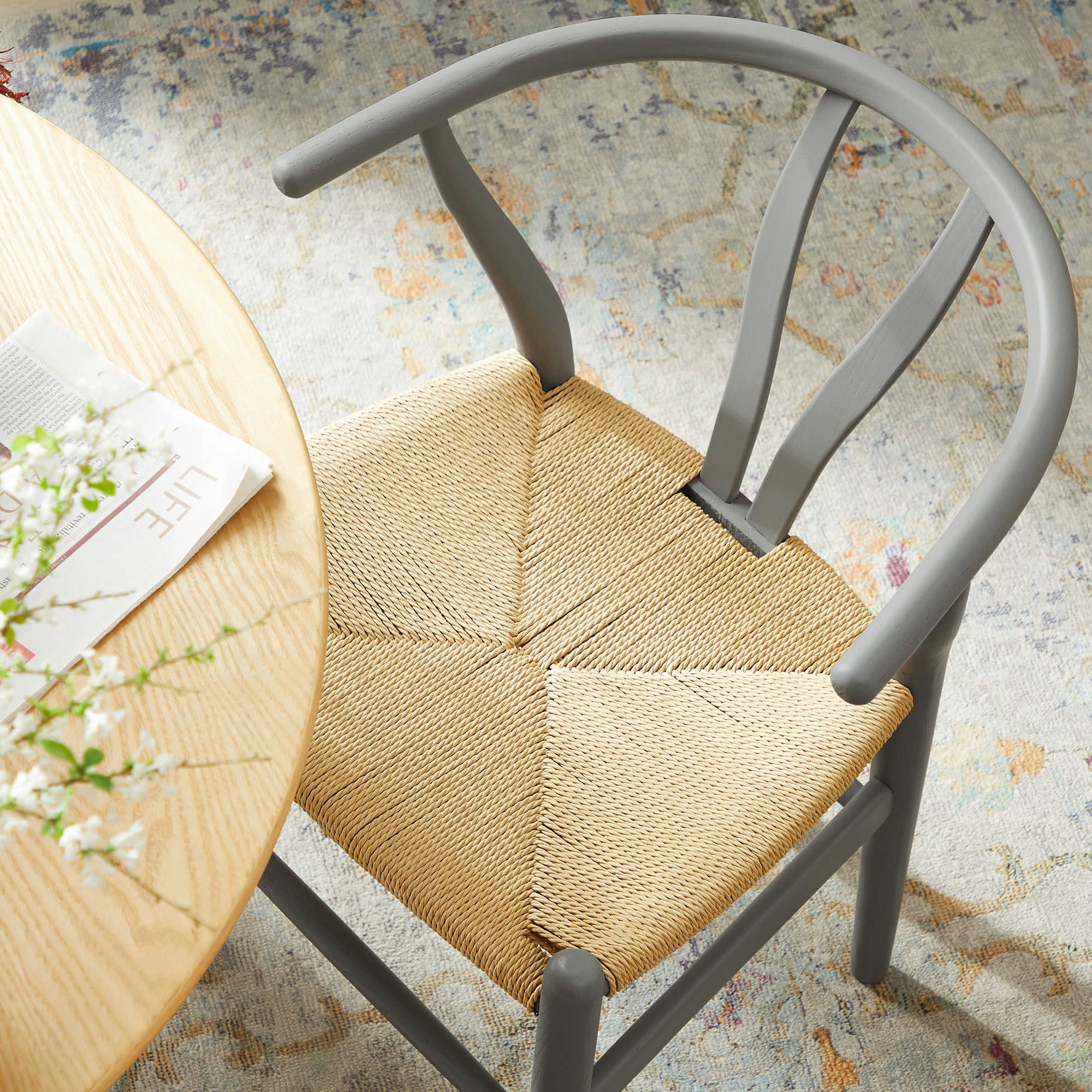 Amish 29" Wood Dining Chair, Light Gray