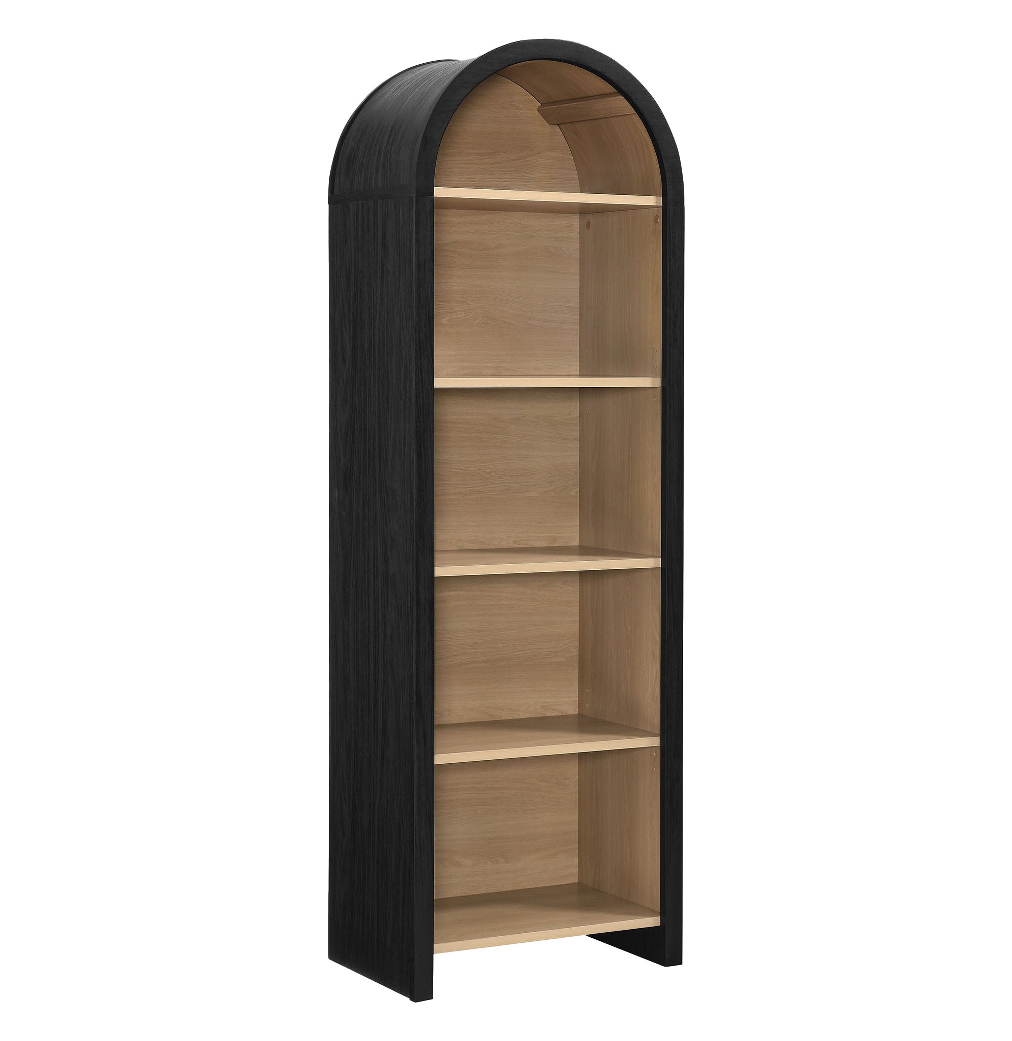 Evie Arched Narrow Bookcase Display Cabinet, Black