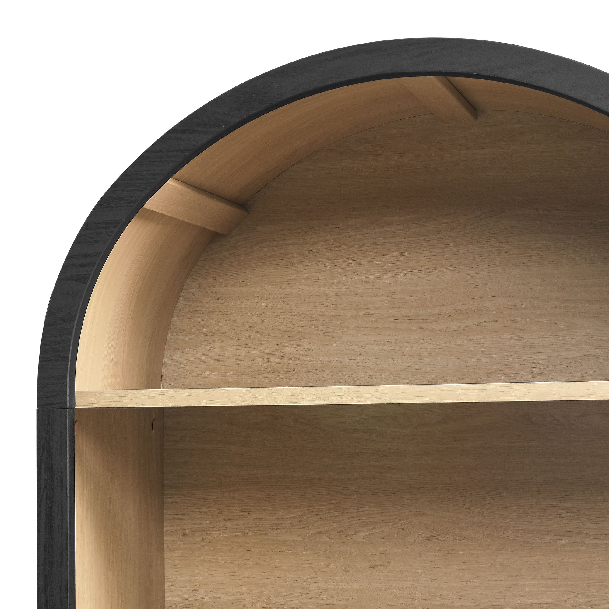 Evie Arched Wide Bookcase Display Cabinet, Black