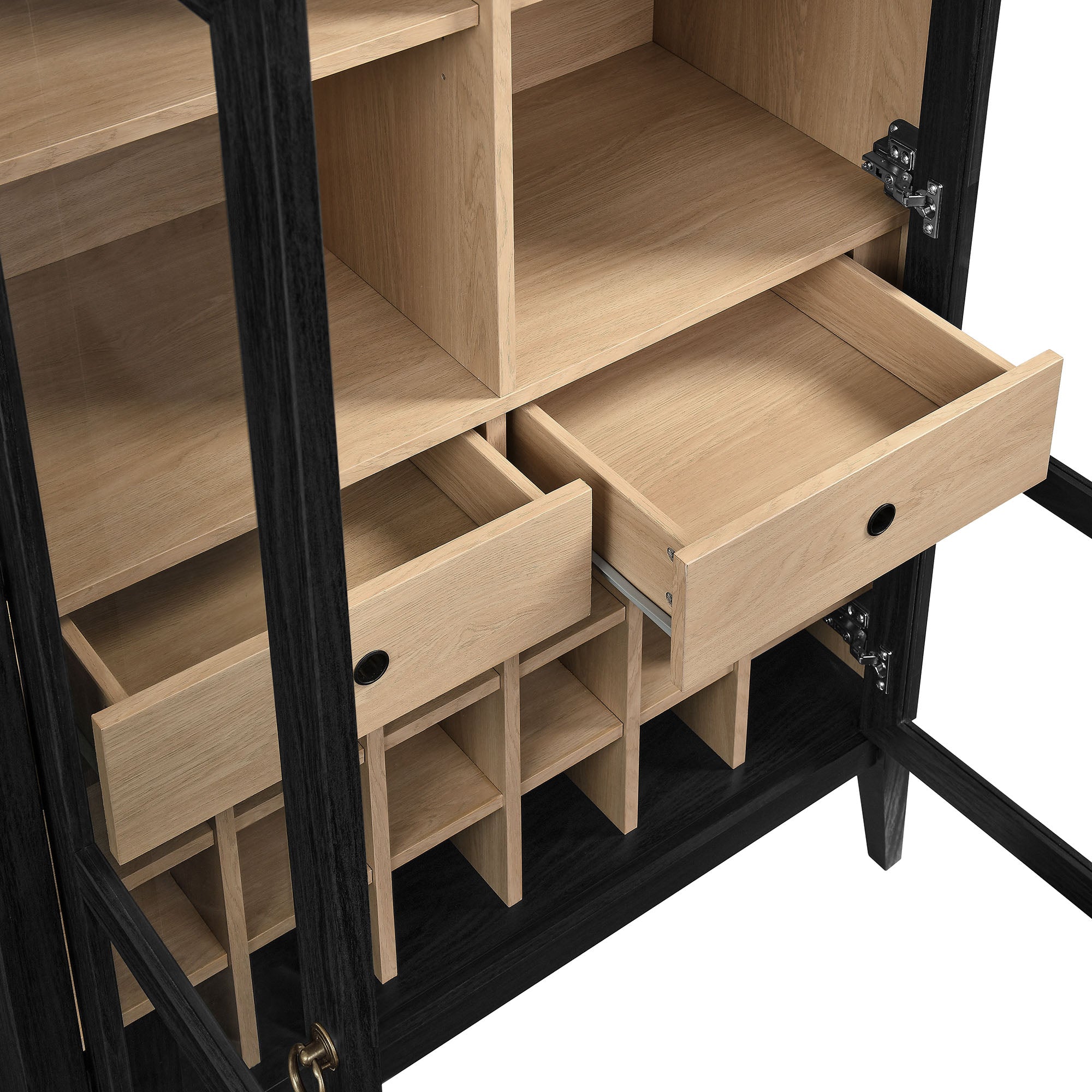 Nolan Arched Bar Cabinet, Black Oak