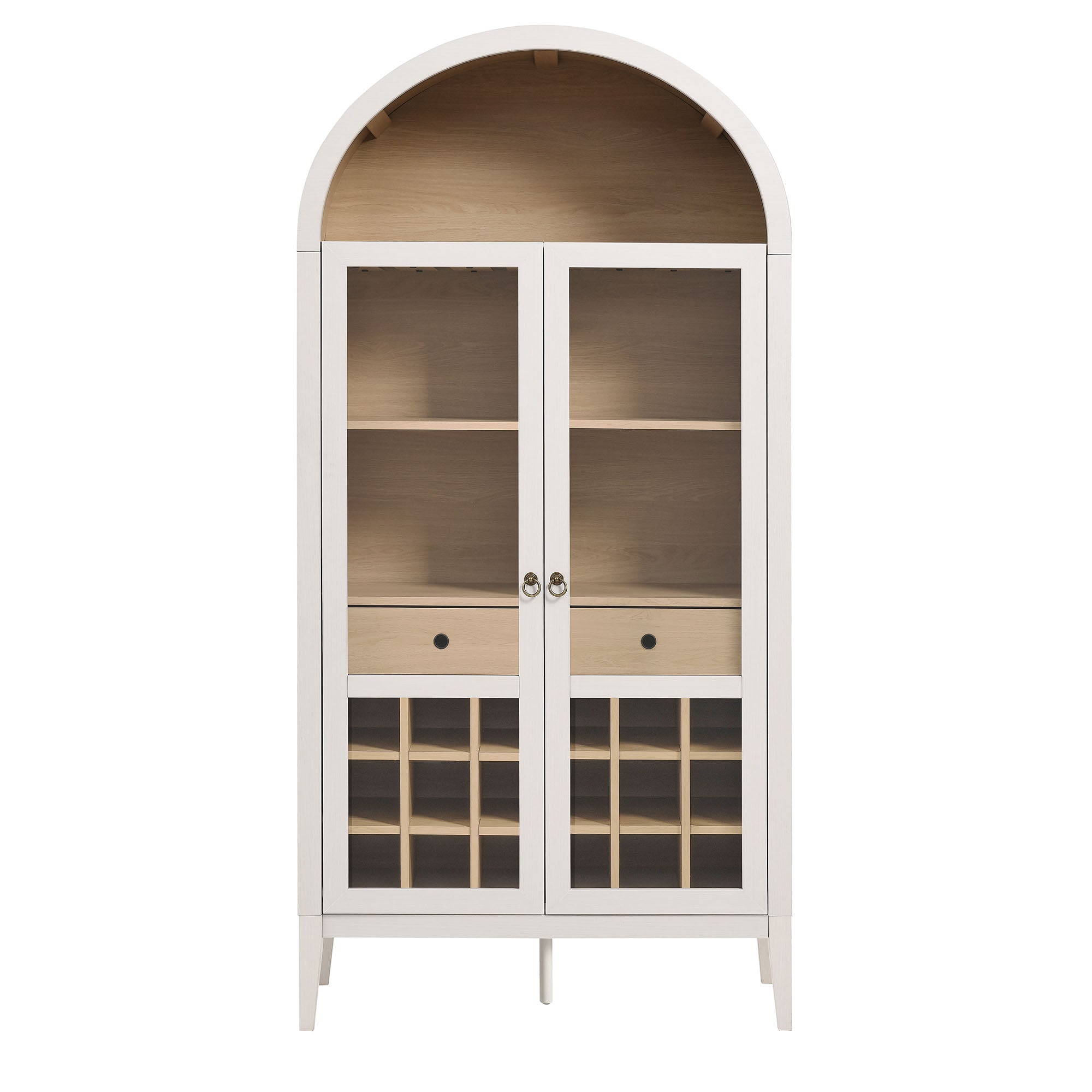 Nolan Arched Bar Cabinet, Ivory Oak