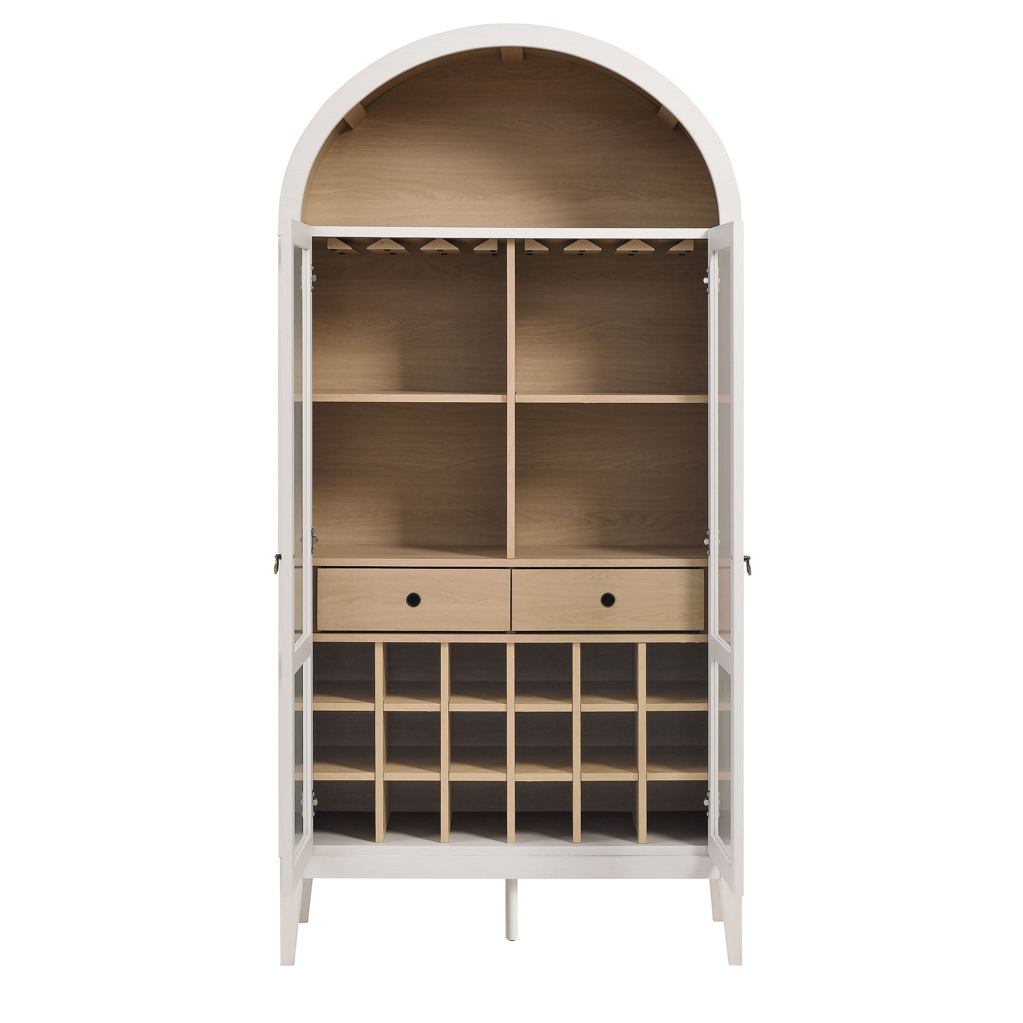 Nolan Arched Bar Cabinet, Ivory Oak