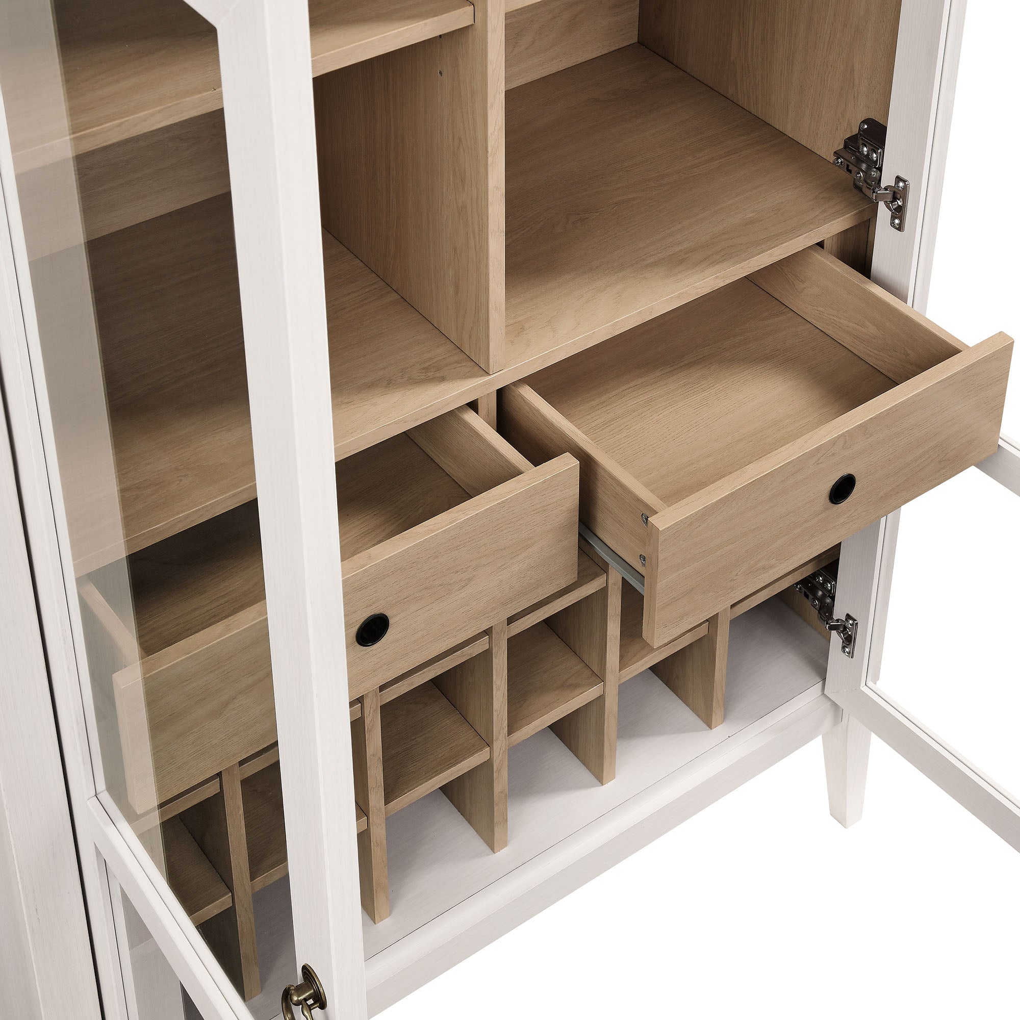 Nolan Arched Bar Cabinet, Ivory Oak
