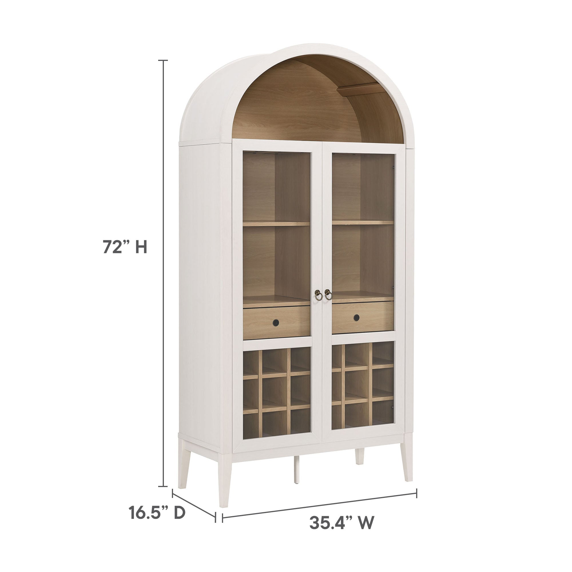 Nolan Arched Bar Cabinet, Ivory Oak
