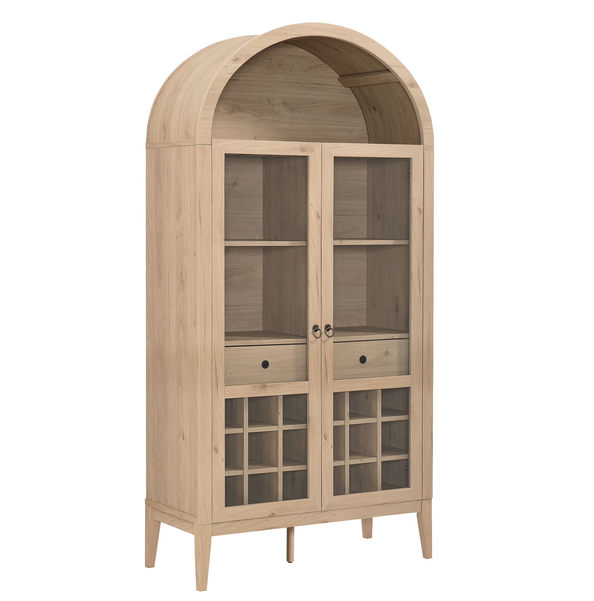Nolan Arched Bar Cabinet, Light Oak