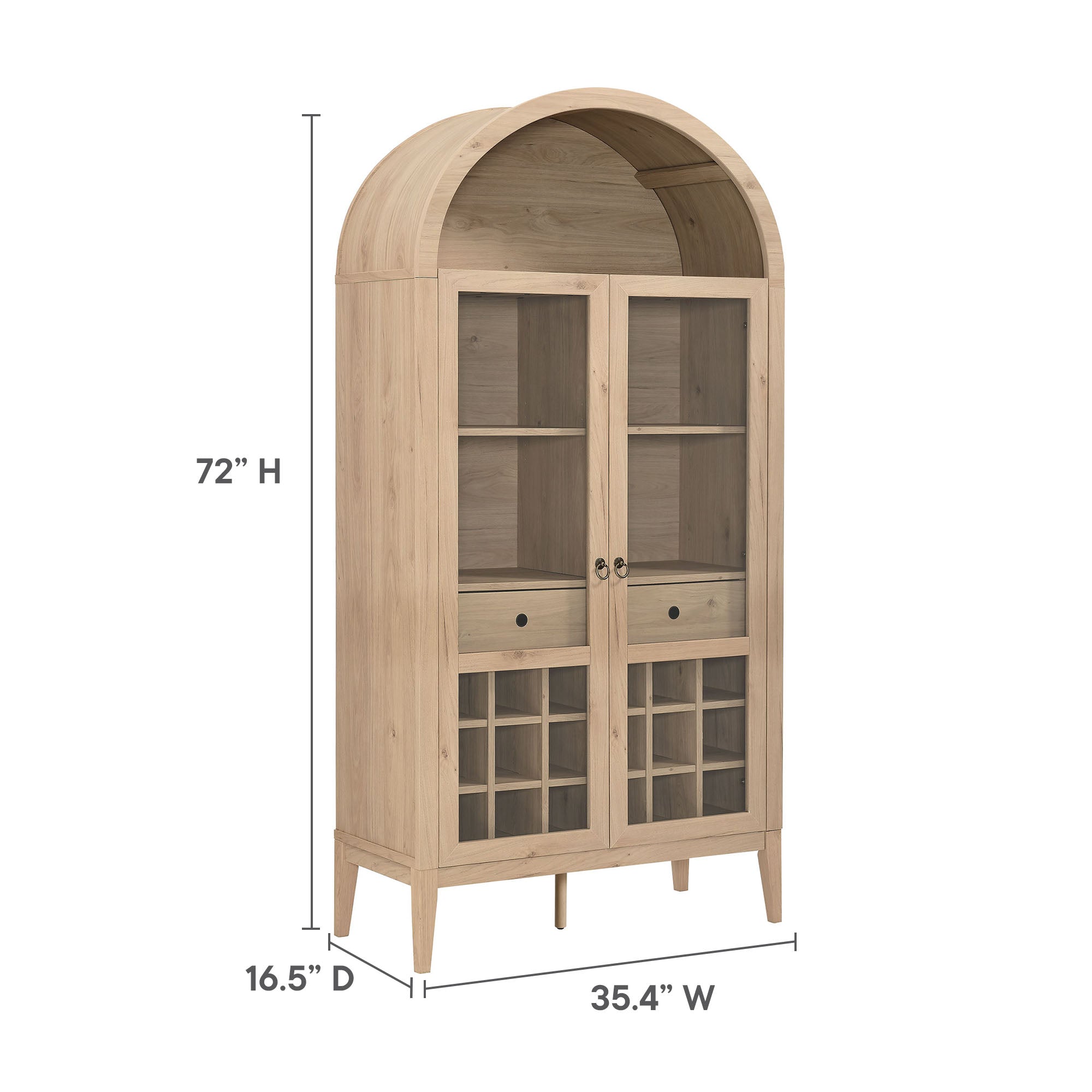 Nolan Arched Bar Cabinet, Light Oak