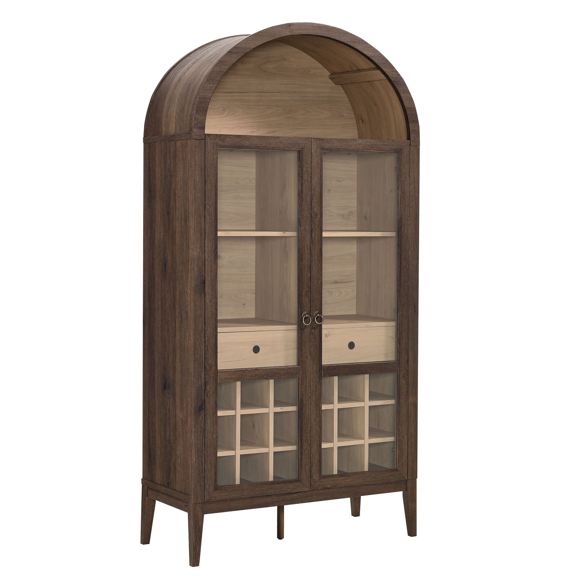Nolan Arched Bar Cabinet, Walnut Light Oak