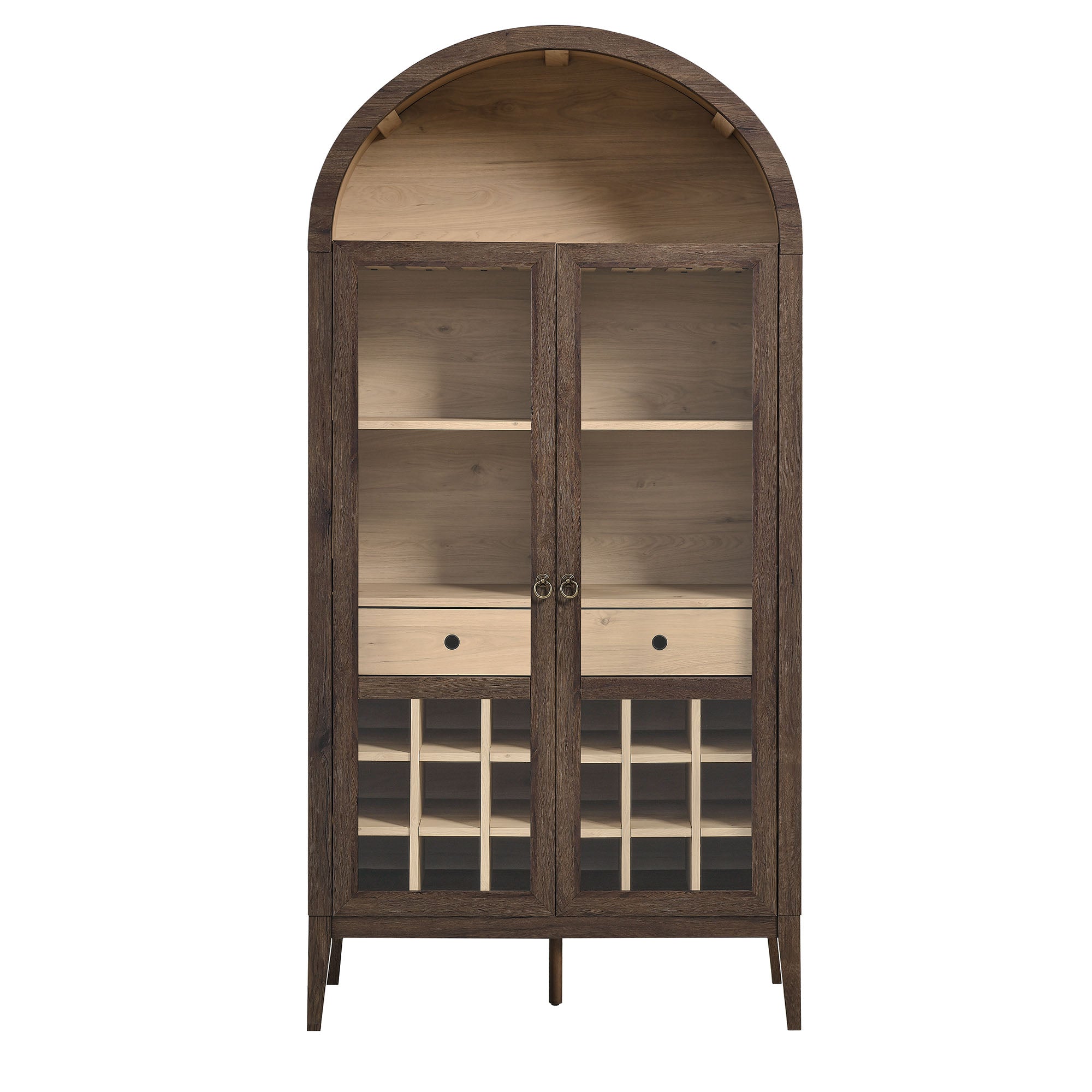 Nolan Arched Bar Cabinet, Walnut Light Oak