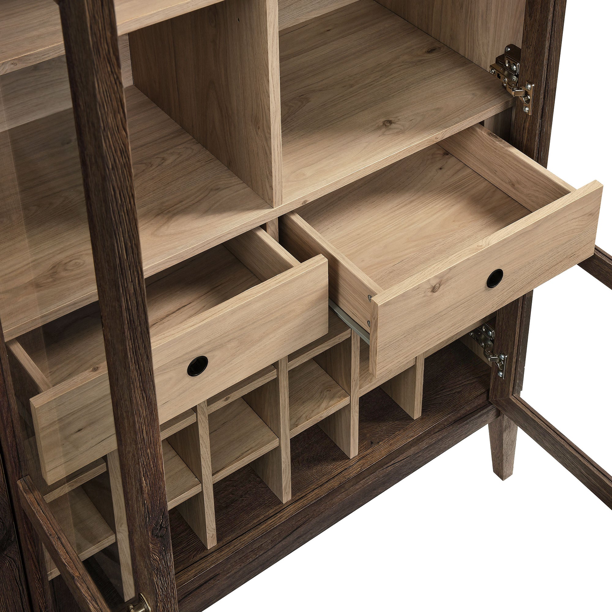 Nolan Arched Bar Cabinet, Walnut Light Oak