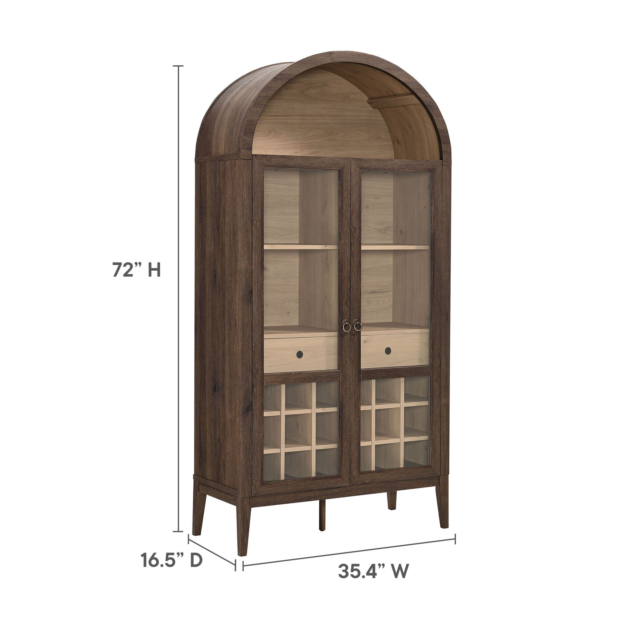 Nolan Arched Bar Cabinet, Walnut Light Oak