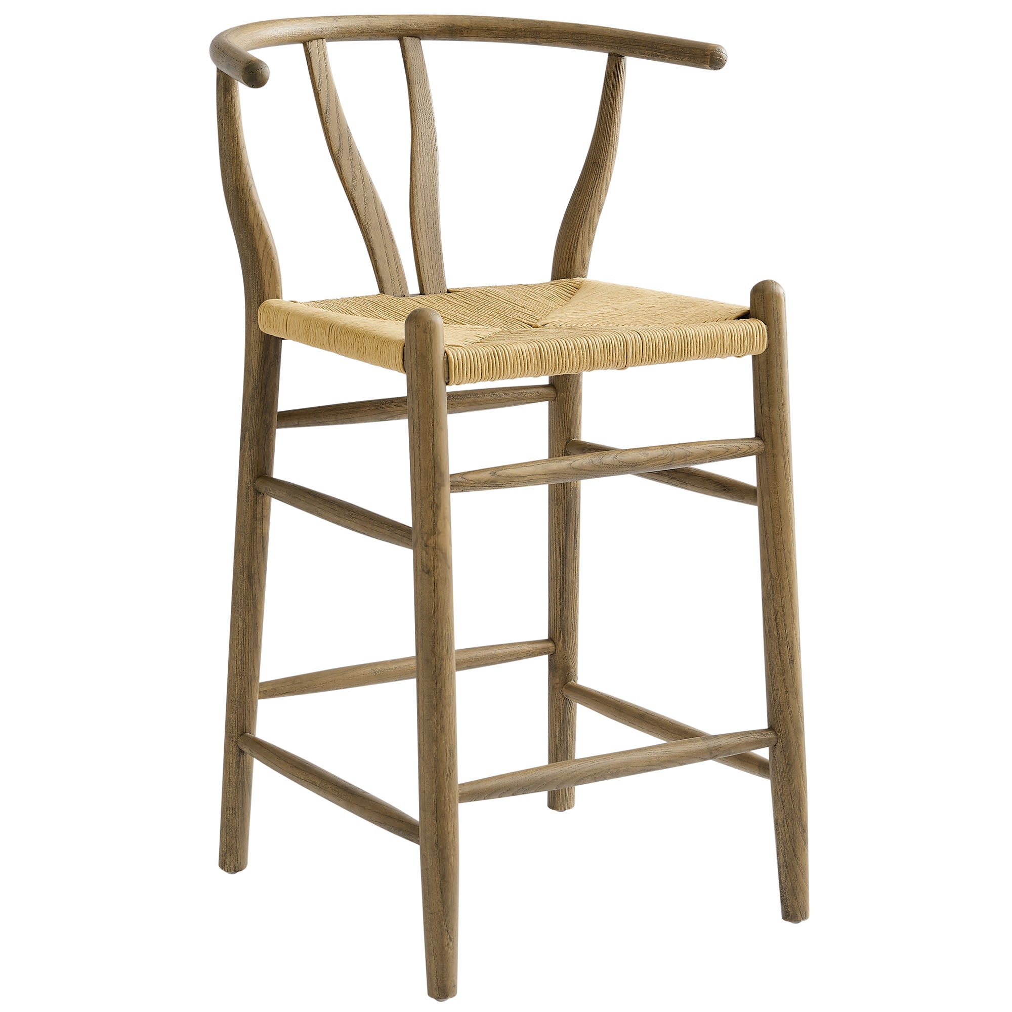 Amish Wood Counter Stool, Weathered Gray Teak