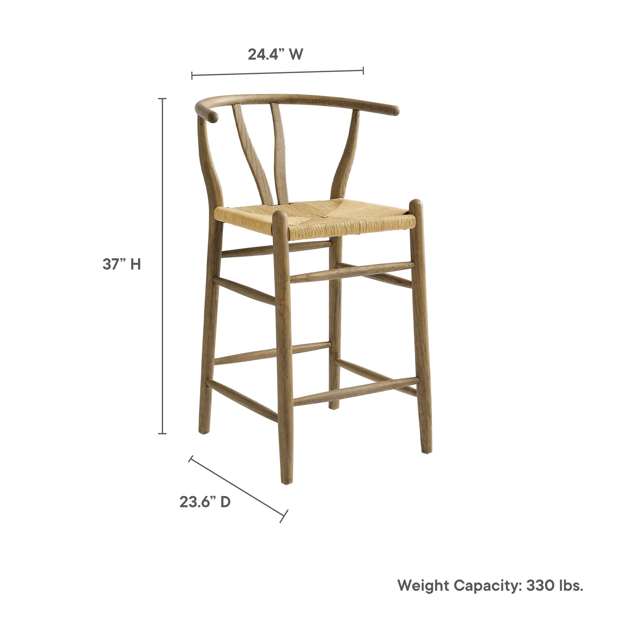 Amish Wood Counter Stool, Weathered Gray Teak