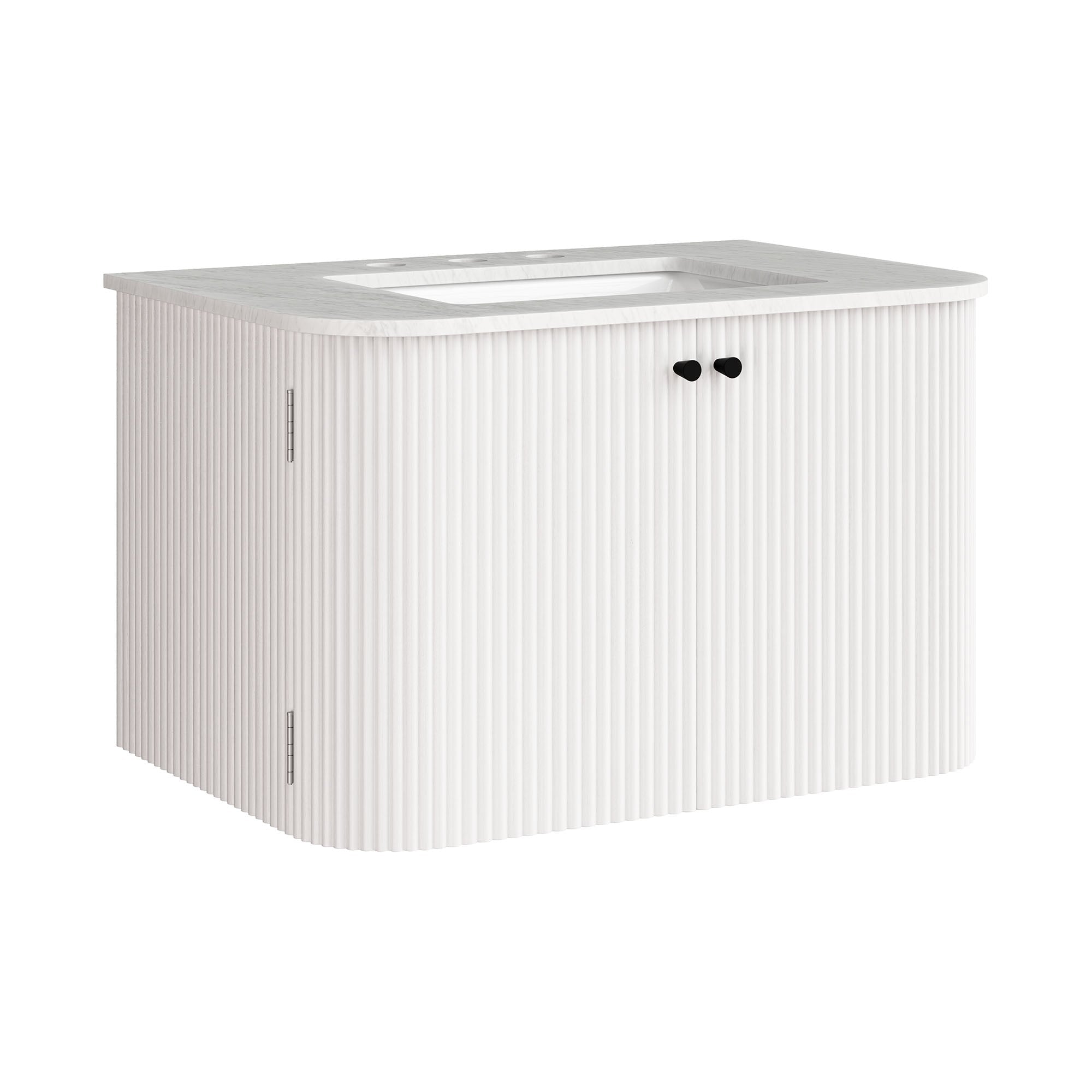 Zia 30" Wall-Mount Bathroom Vanity with Marble Sink, Ivory