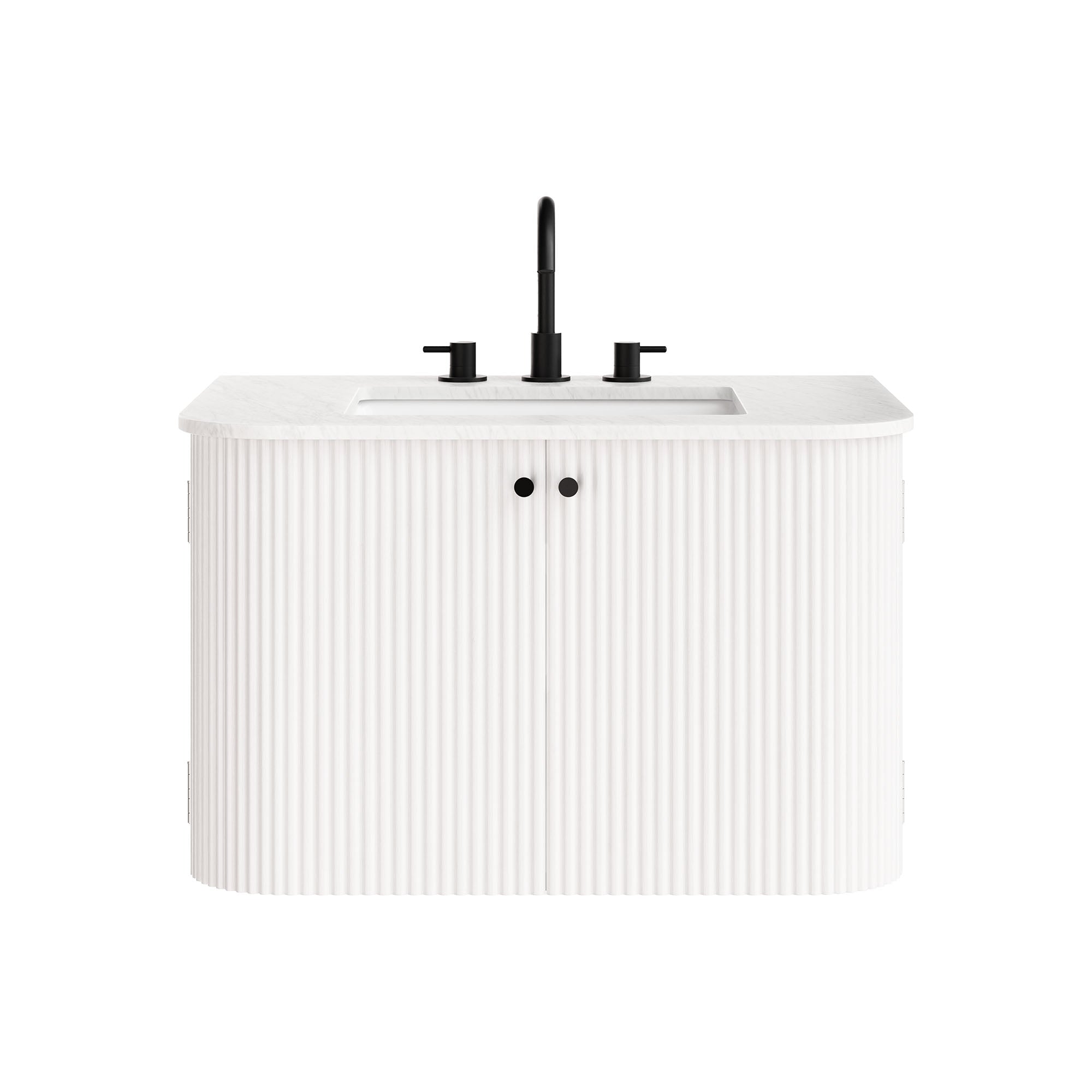 Zia 30" Wall-Mount Bathroom Vanity with Marble Sink, Ivory