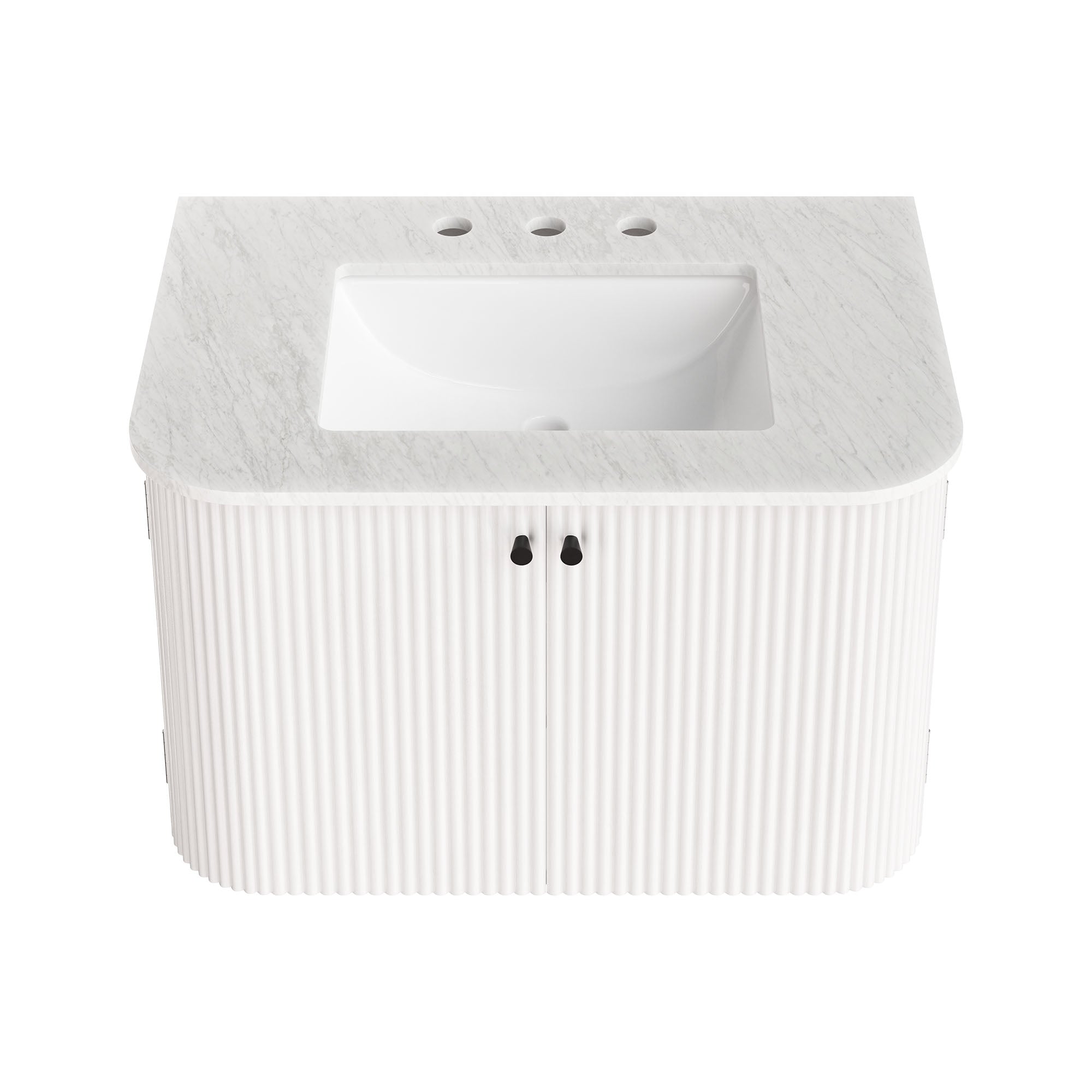 Zia 30" Wall-Mount Bathroom Vanity with Marble Sink, Ivory