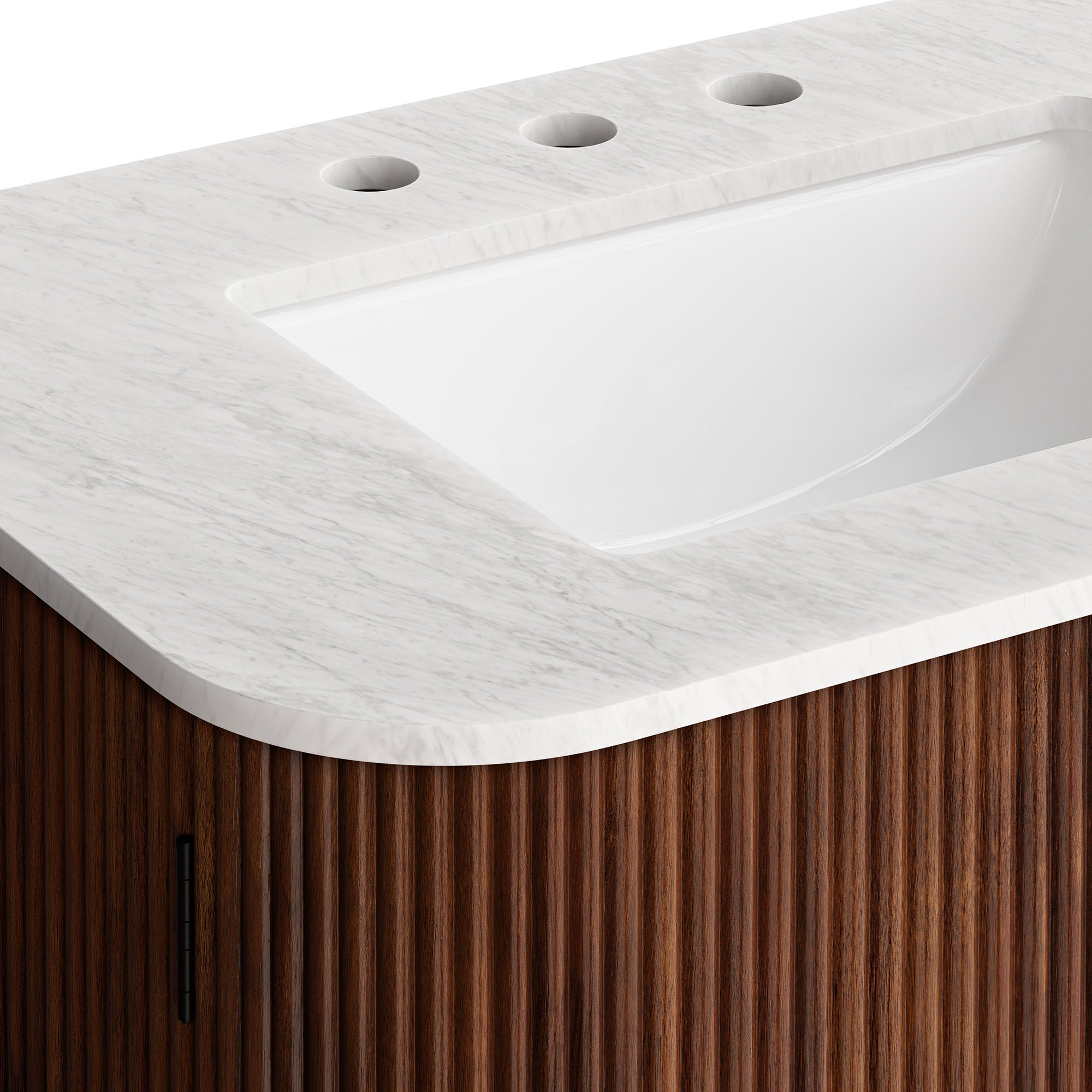 Zia 30" Wall-Mount Bathroom Vanity with Marble Sink, Walnut