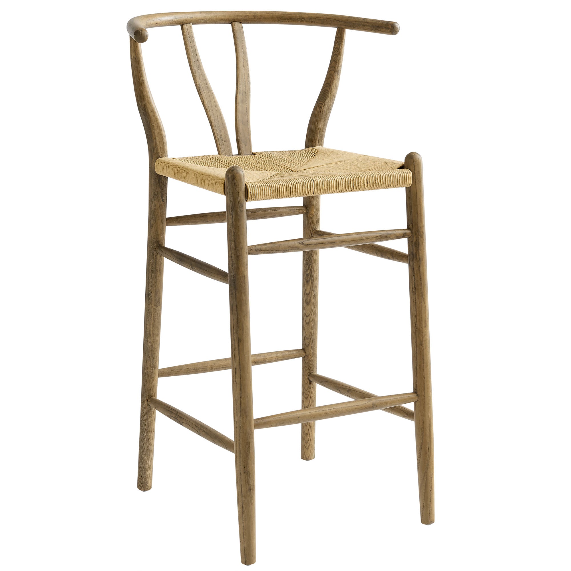Amish Wood Bar Stool, Weathered Gray Teak
