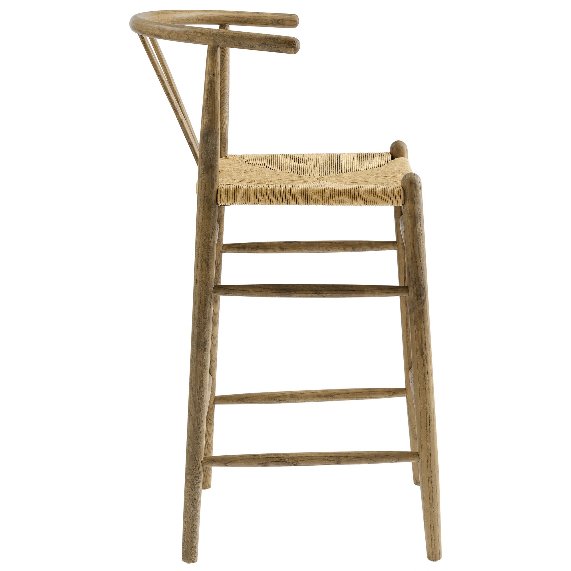 Amish Wood Bar Stool, Weathered Gray Teak