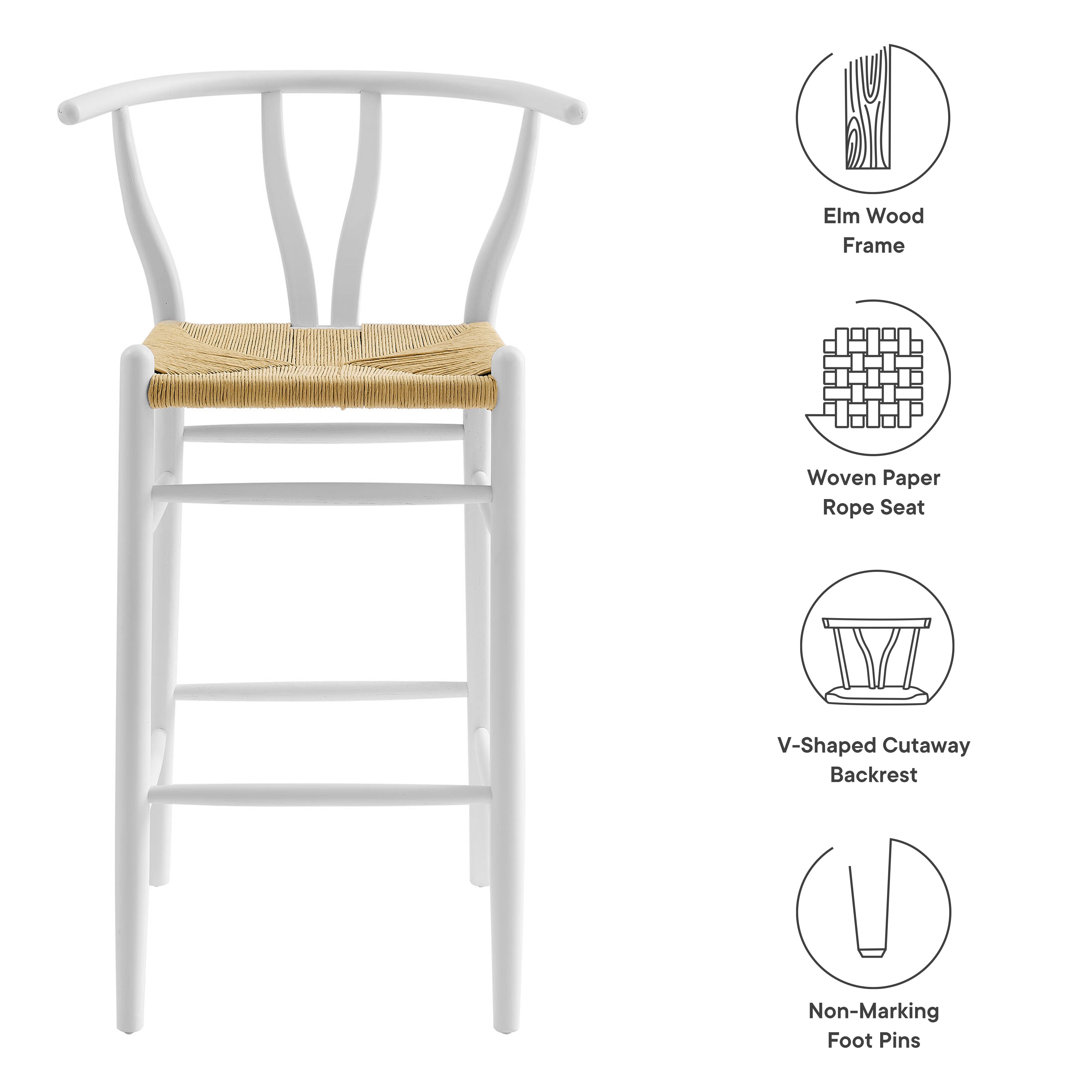 Amish Wood Bar Stool, White