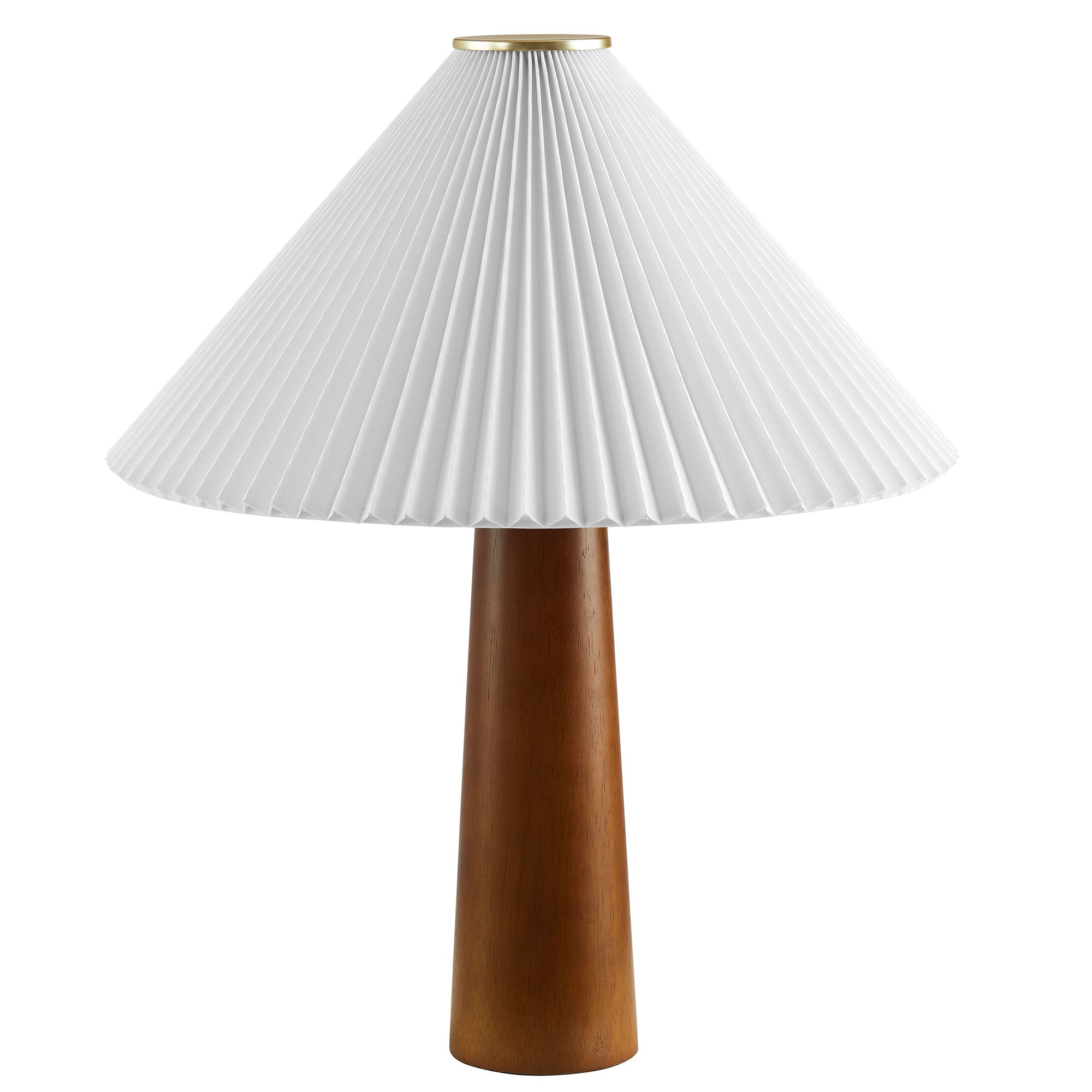 Jessica Wooden Base Table Lamp With Pleated Fabric Shade, Walnut