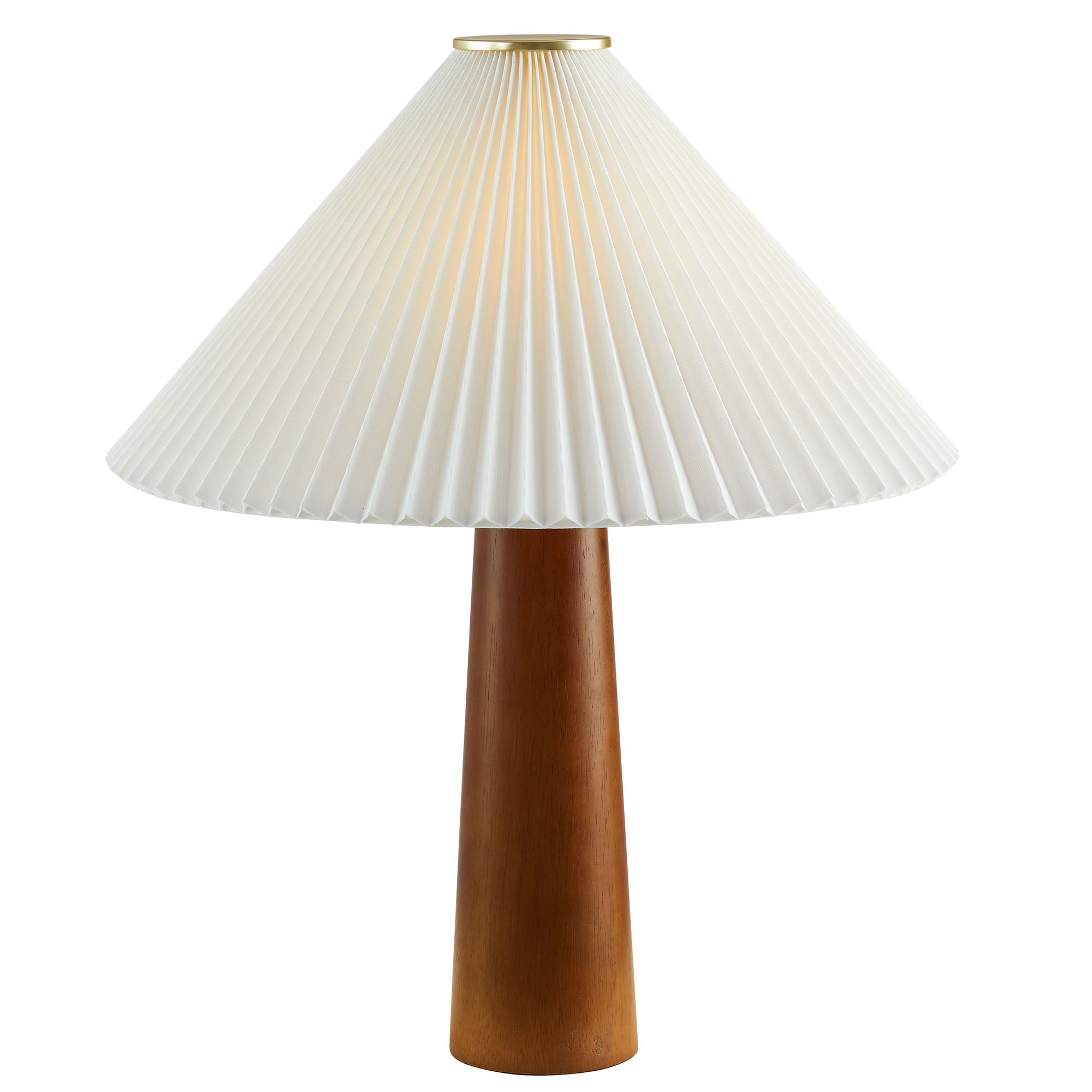 Jessica Wooden Base Table Lamp With Pleated Fabric Shade, Walnut