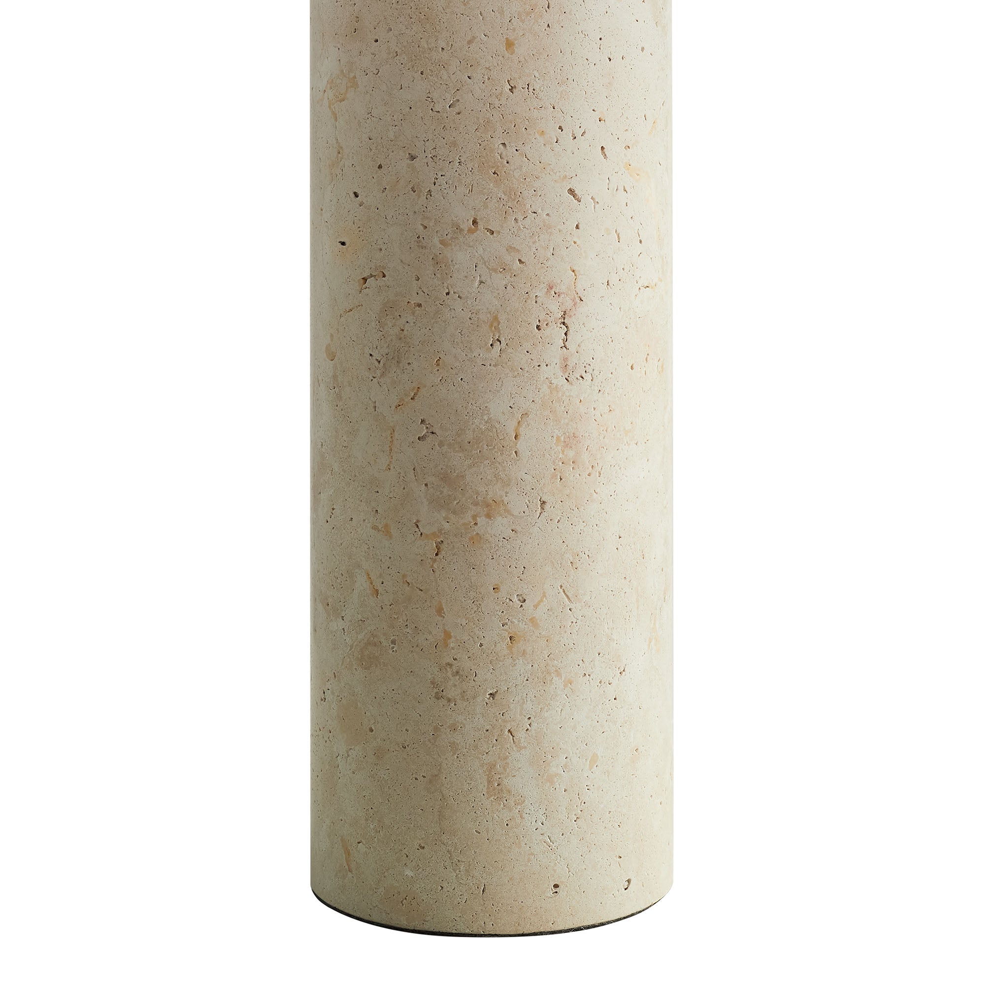 Zenith Travertine Table Lamp With Fabric Drum Shade, Travertine