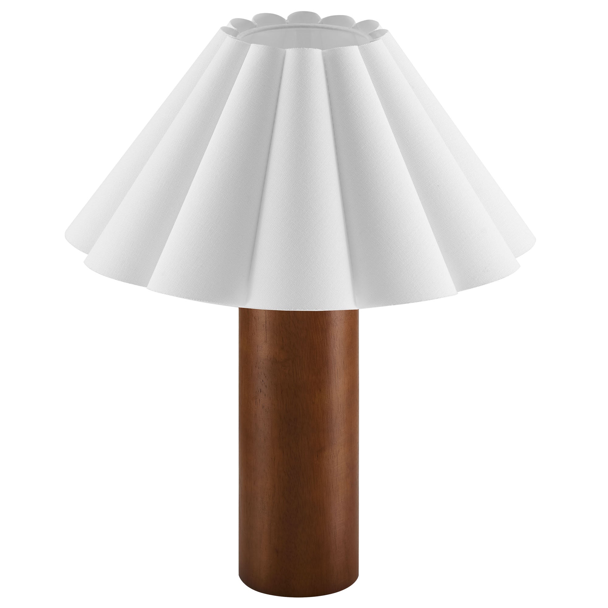 Flora Wood Table Lamp With Pleated Petal Shade, Walnut