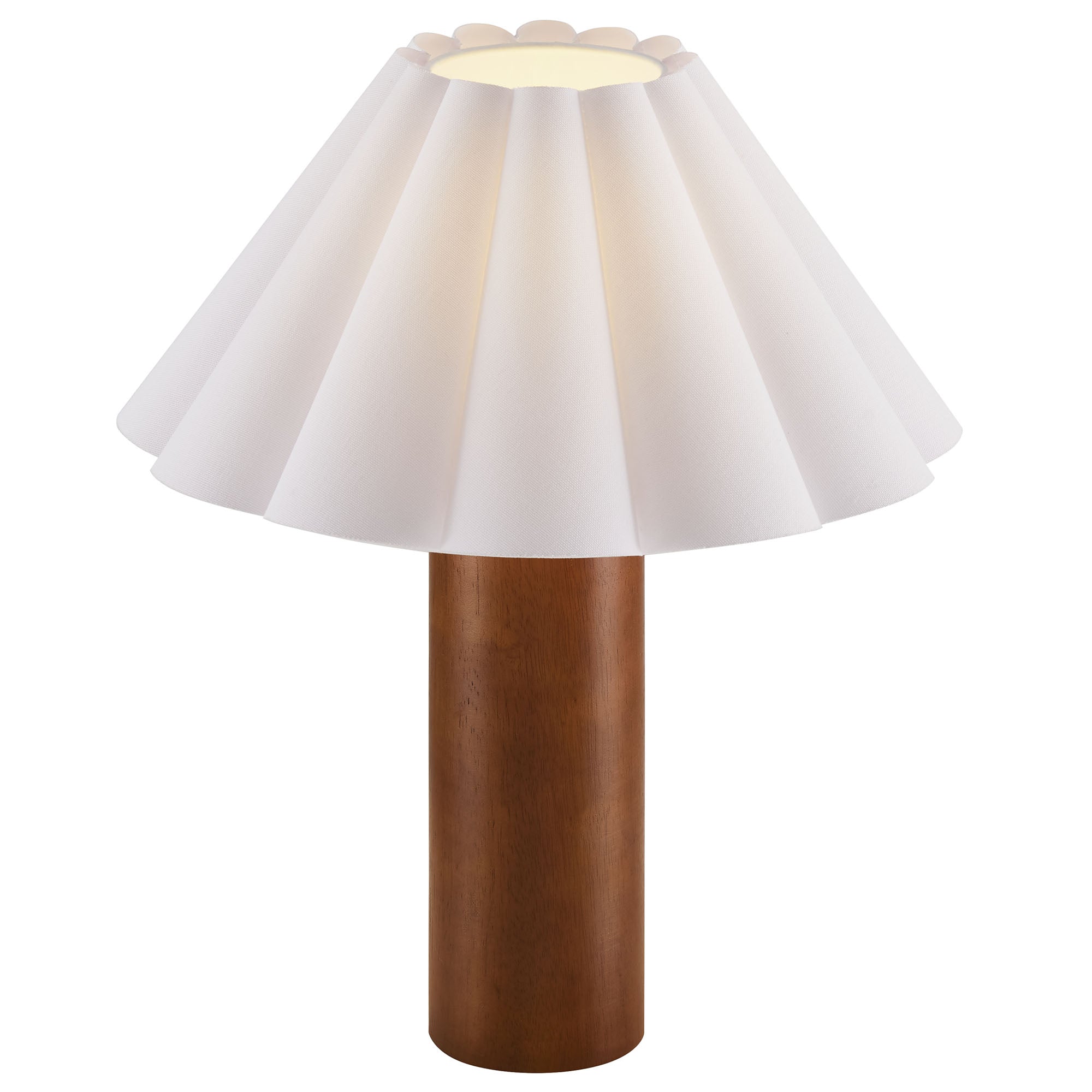 Flora Wood Table Lamp With Pleated Petal Shade, Walnut