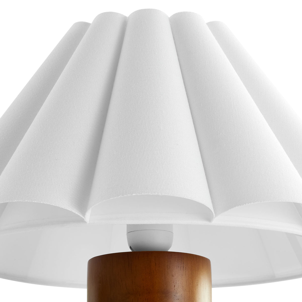 Flora Wood Table Lamp With Pleated Petal Shade, Walnut
