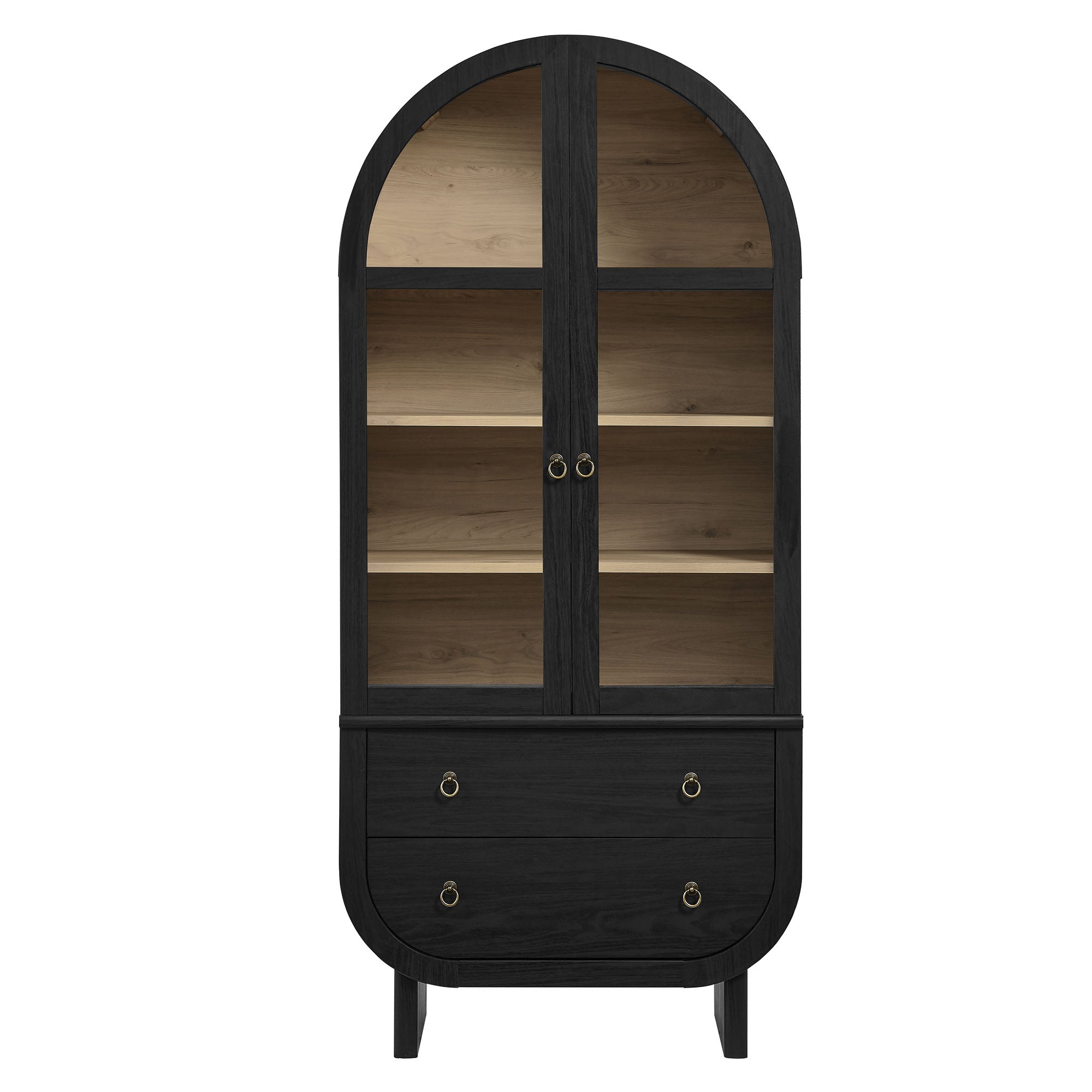 Nyx Arched Display Cabinet, Black Light Oak
