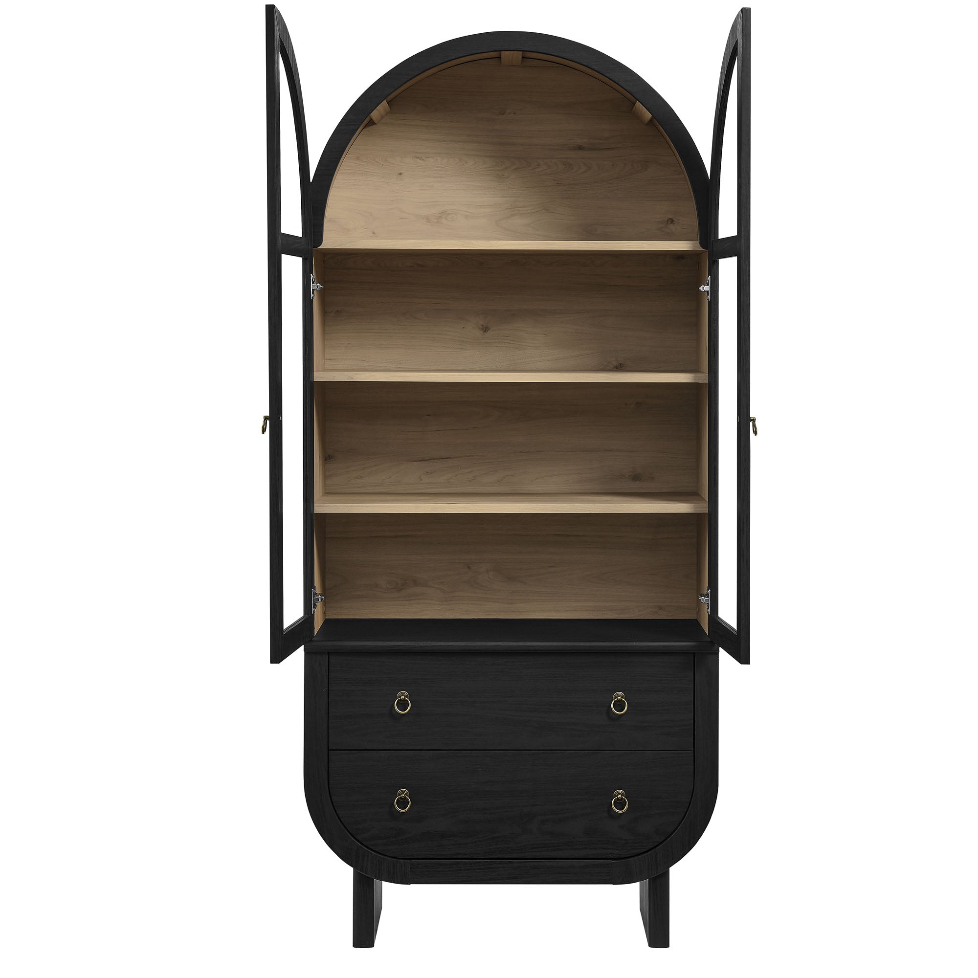 Nyx Arched Display Cabinet, Black Light Oak