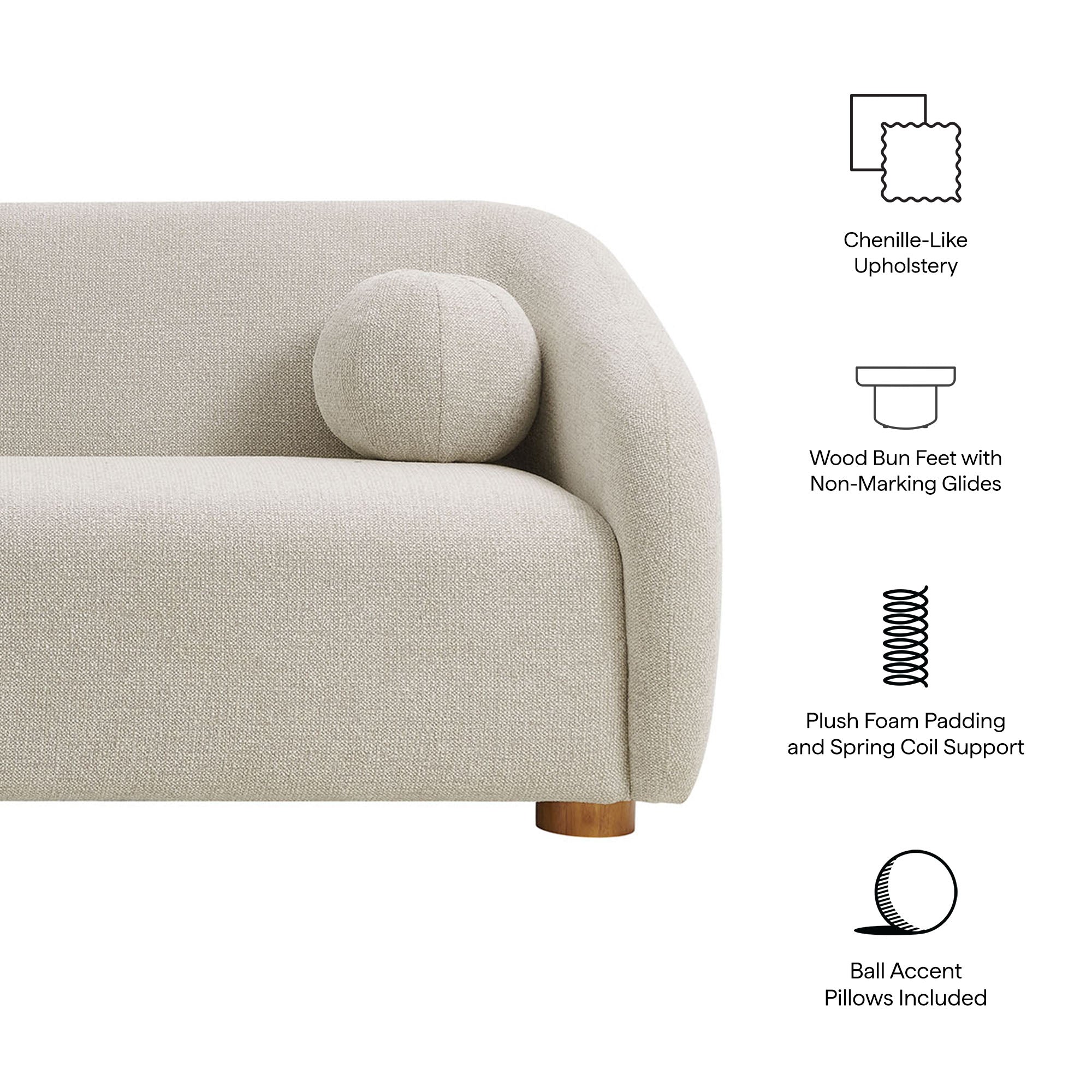 Holland 85" Chenille Fabric Sofa, Dove Gray