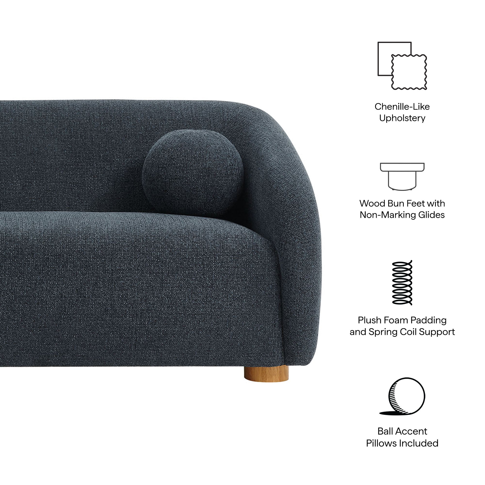 Holland 85" Chenille Fabric Sofa, Navy
