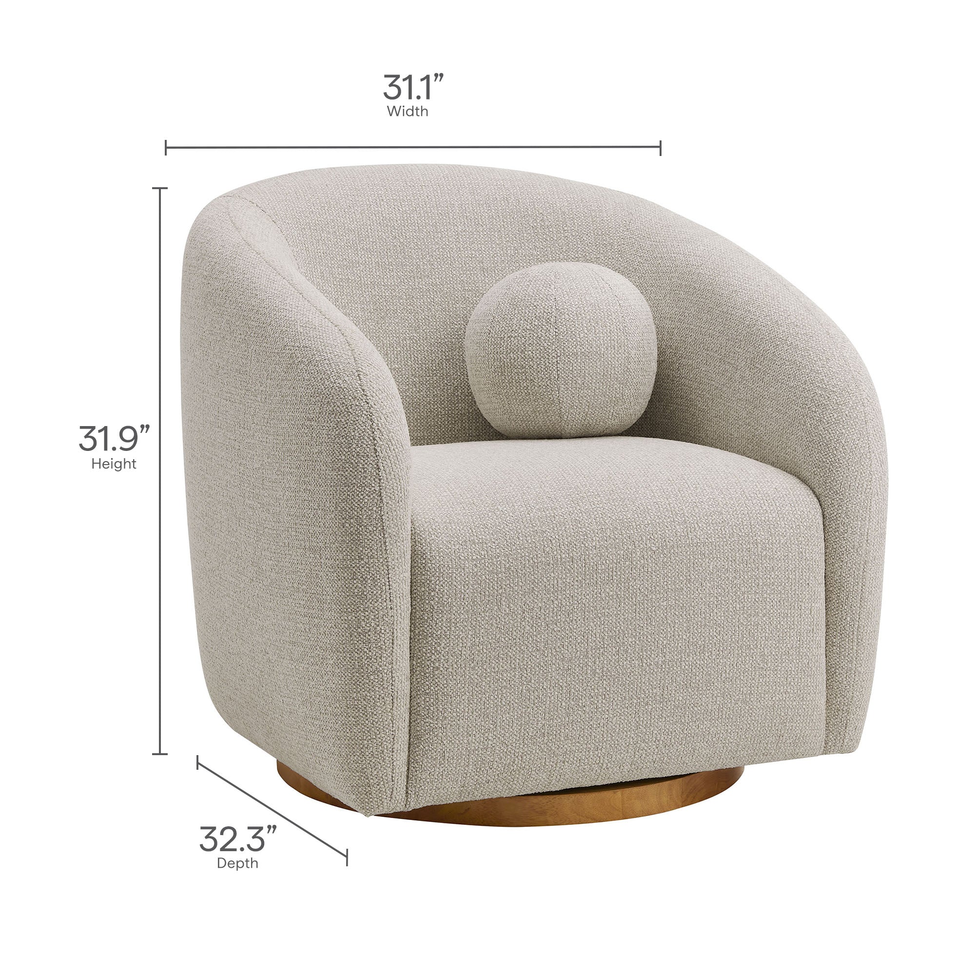 Holland Swivel Chenille Fabric Armchair, Dove Gray