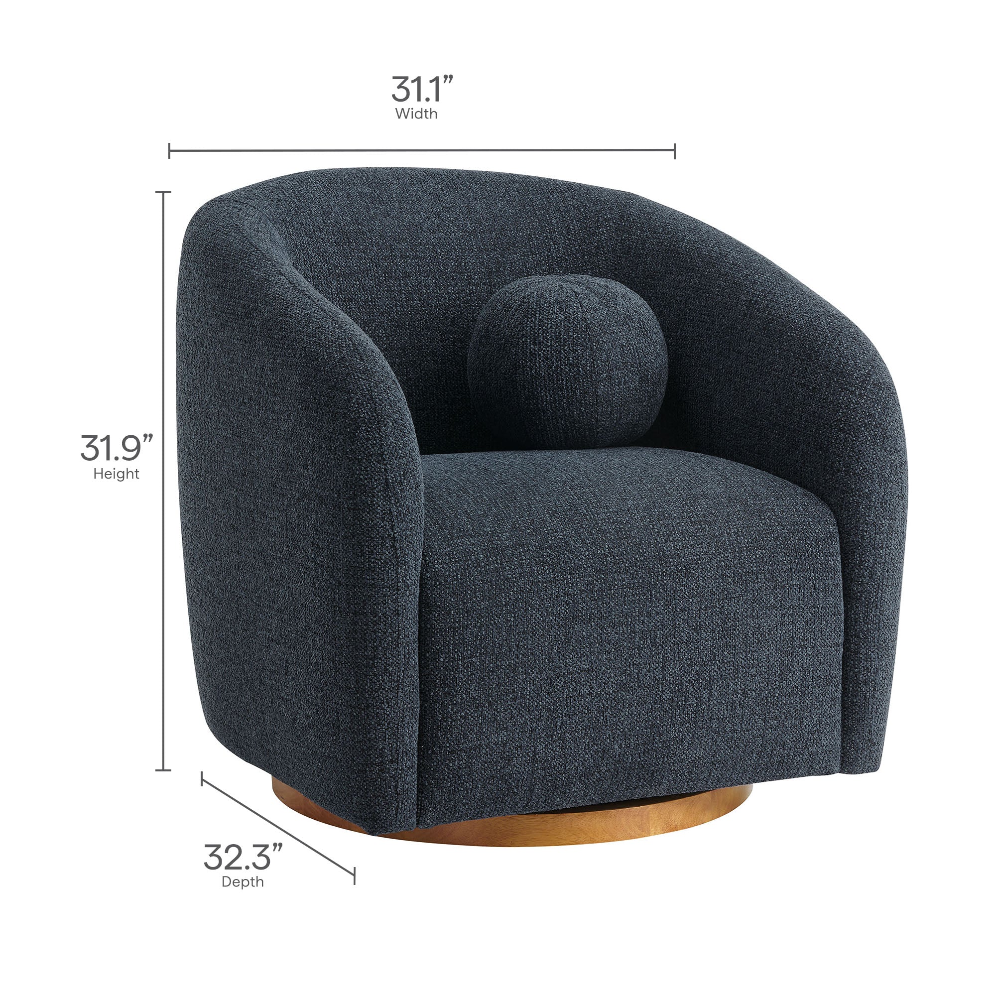 Holland Swivel Chenille Fabric Armchair, Navy