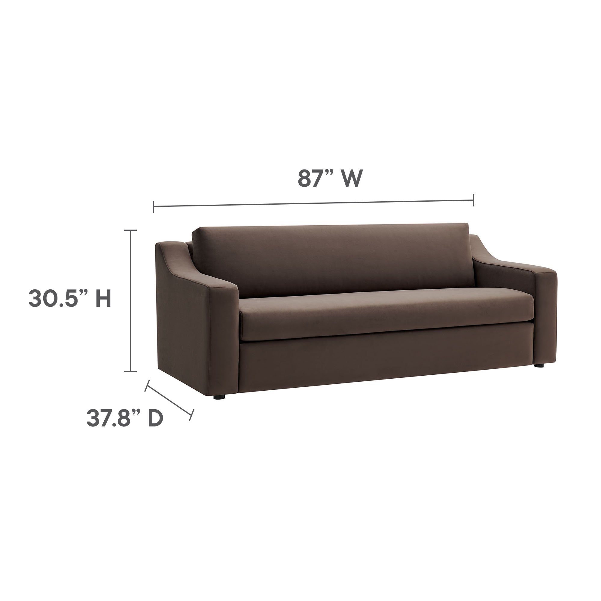 Liora Performance Velvet Sofa, Chocolate Brown