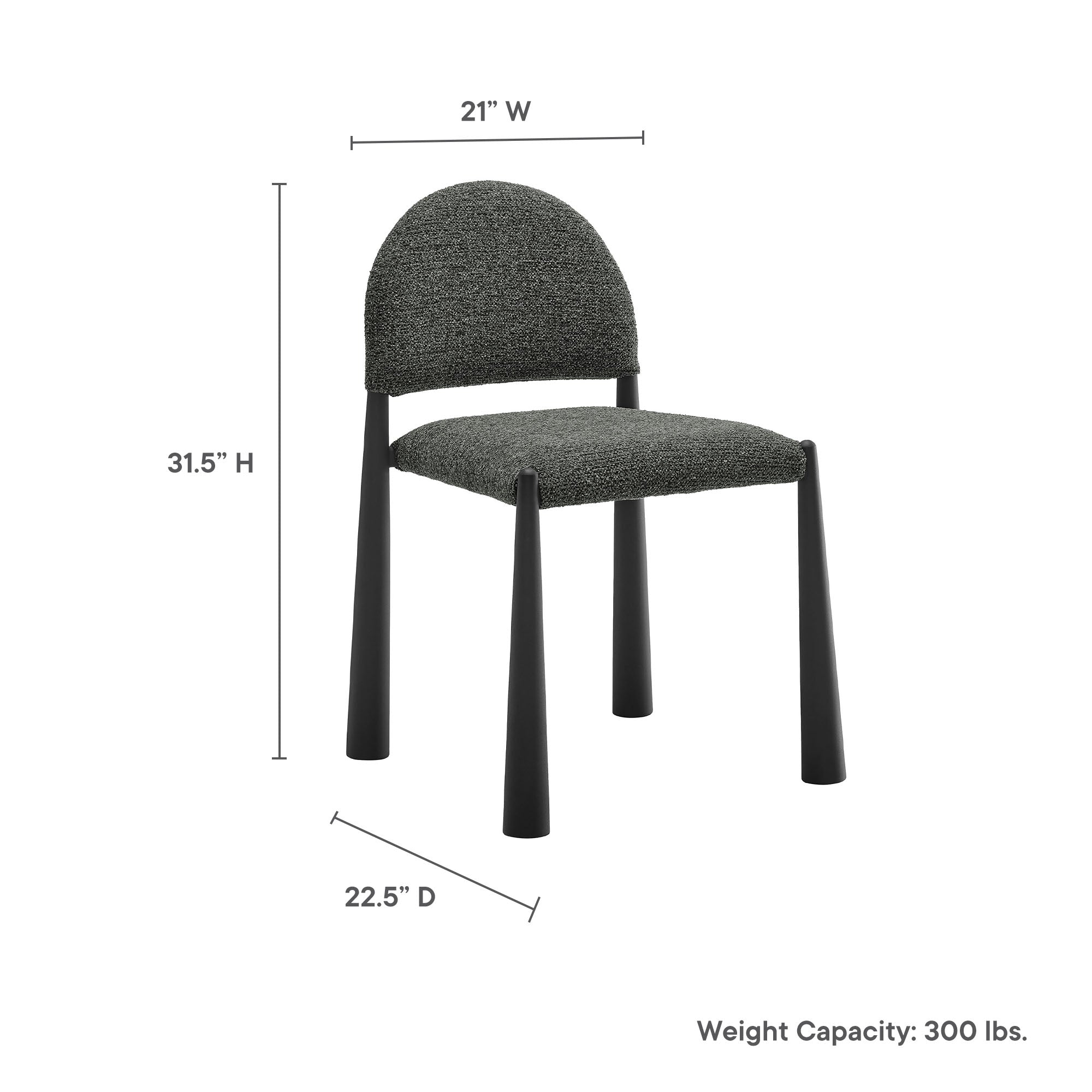 Hayley Upholstered Fabric Dining Side Chair, Black Anthracite
