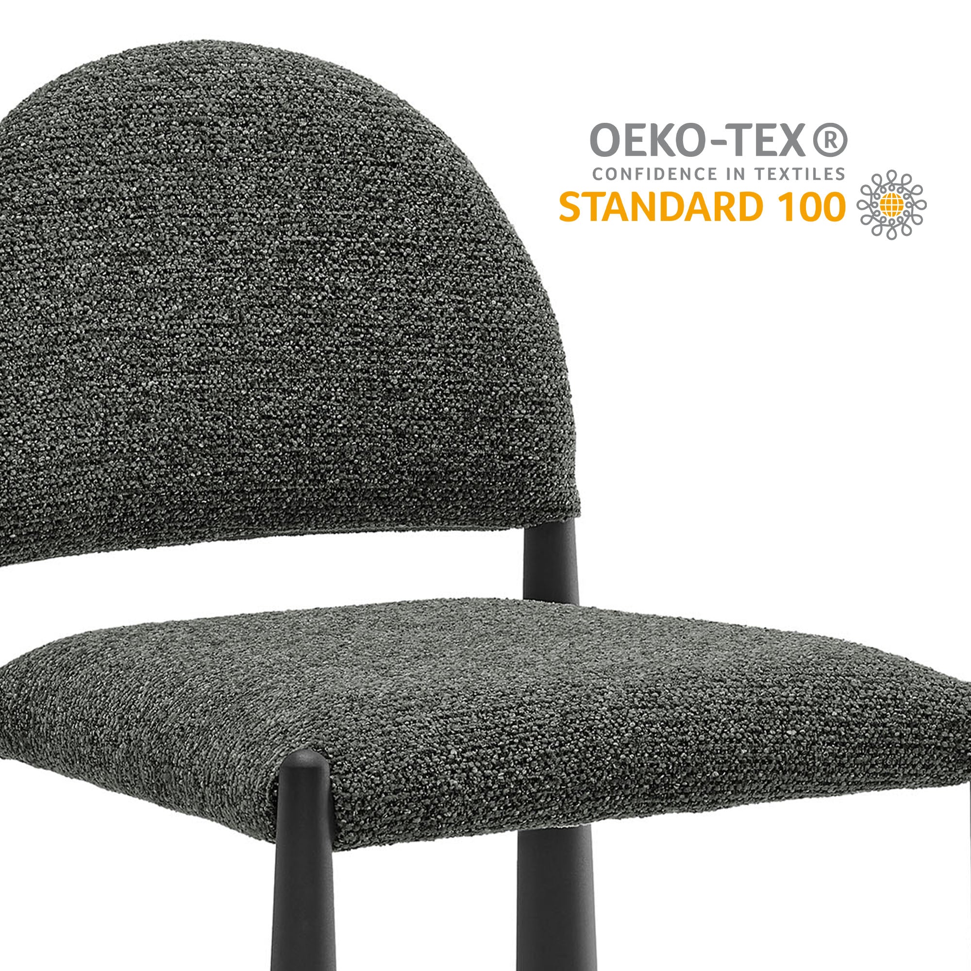 Hayley Upholstered Fabric Dining Side Chair, Black Anthracite