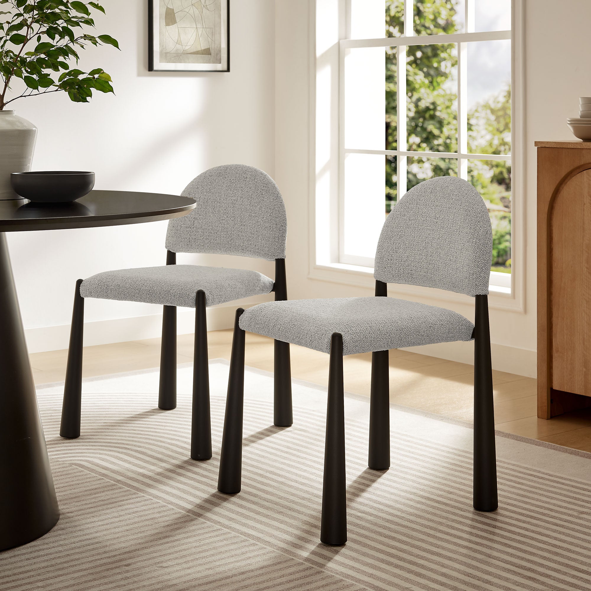 Hayley Upholstered Fabric Dining Side Chair, Black Camel