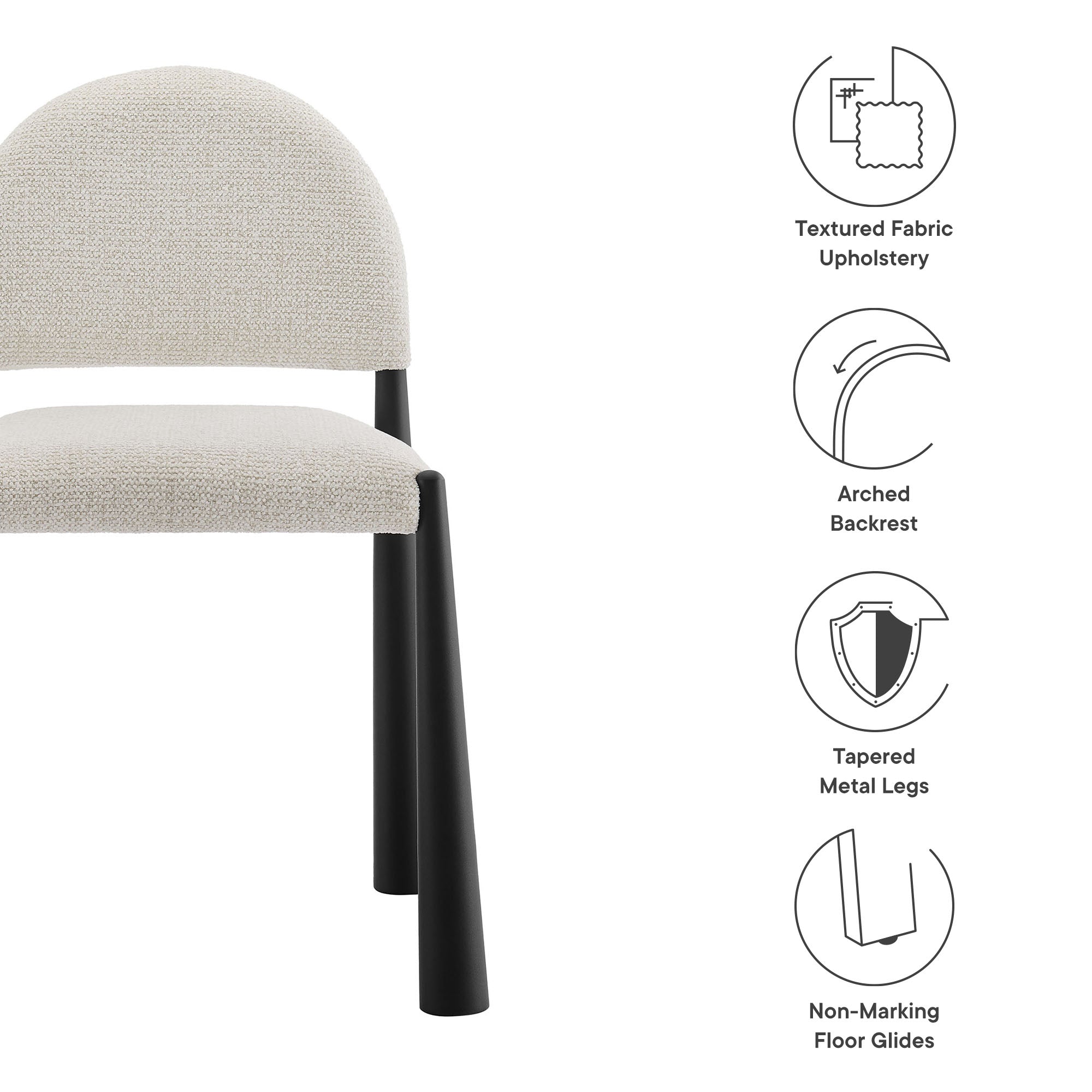 Hayley Upholstered Fabric Dining Side Chair, Black Cream