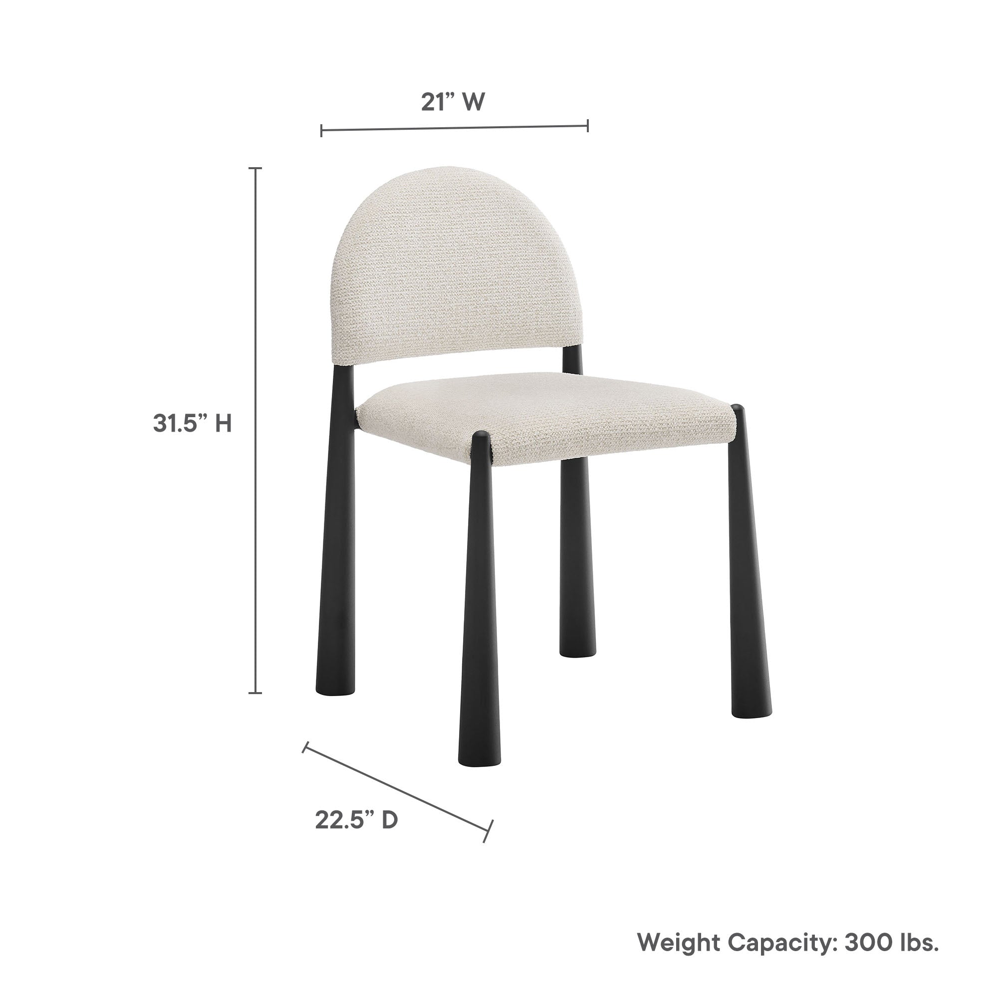 Hayley Upholstered Fabric Dining Side Chair, Black Cream