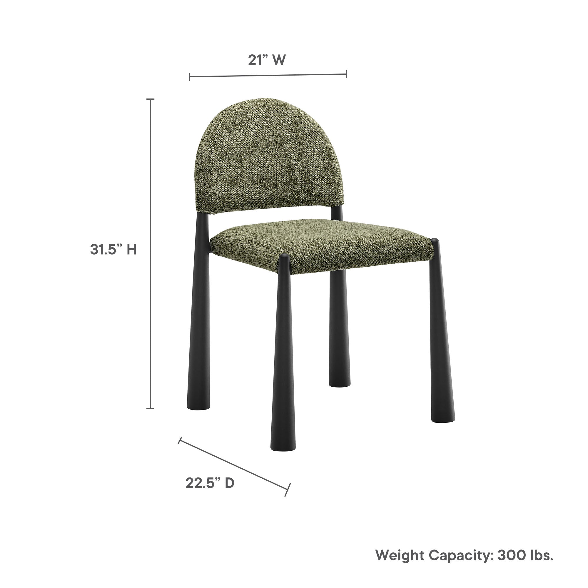Hayley Upholstered Fabric Dining Side Chair, Black Leaf