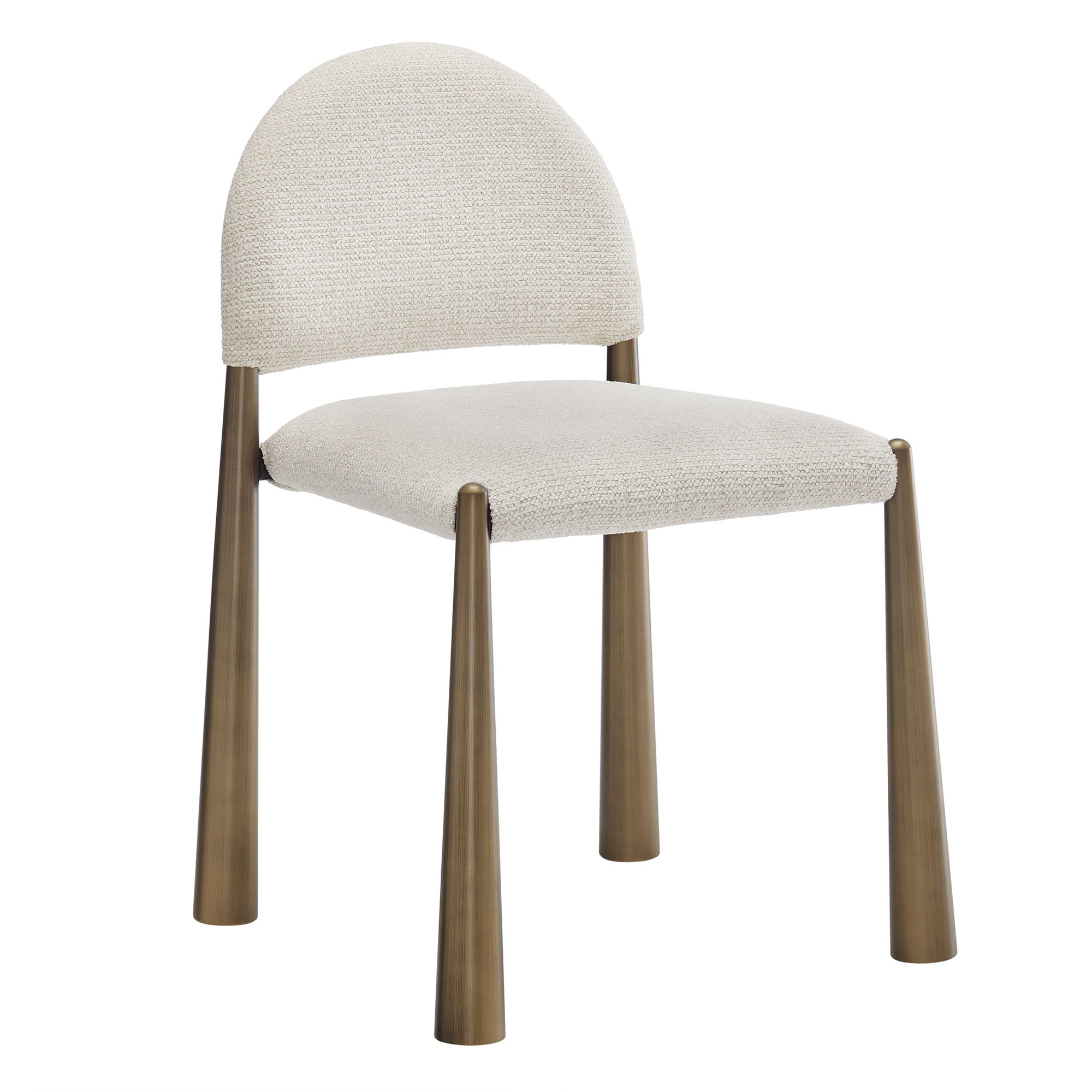Hayley Upholstered Fabric Dining Side Chair, Brass Cream