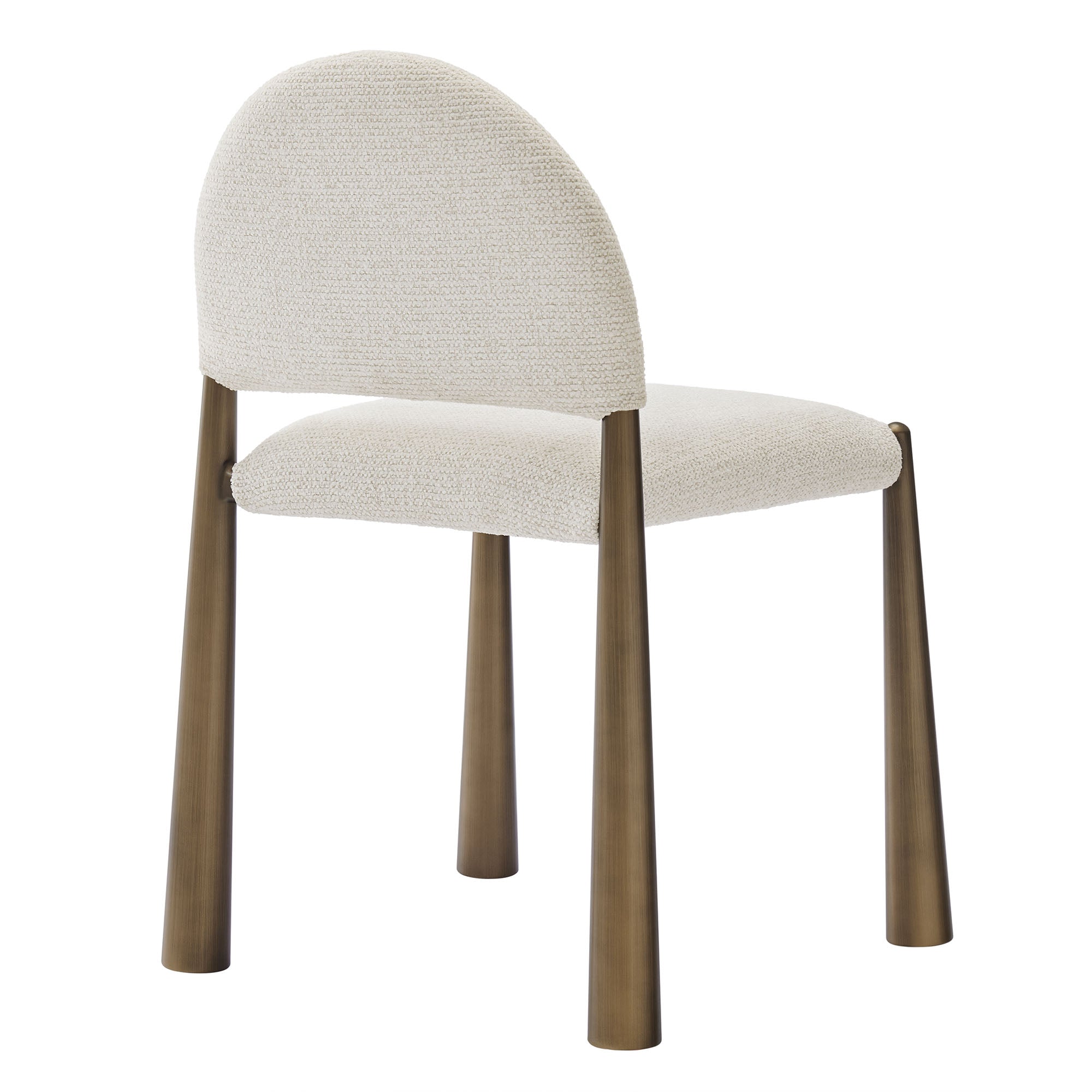 Hayley Upholstered Fabric Dining Side Chair, Brass Cream