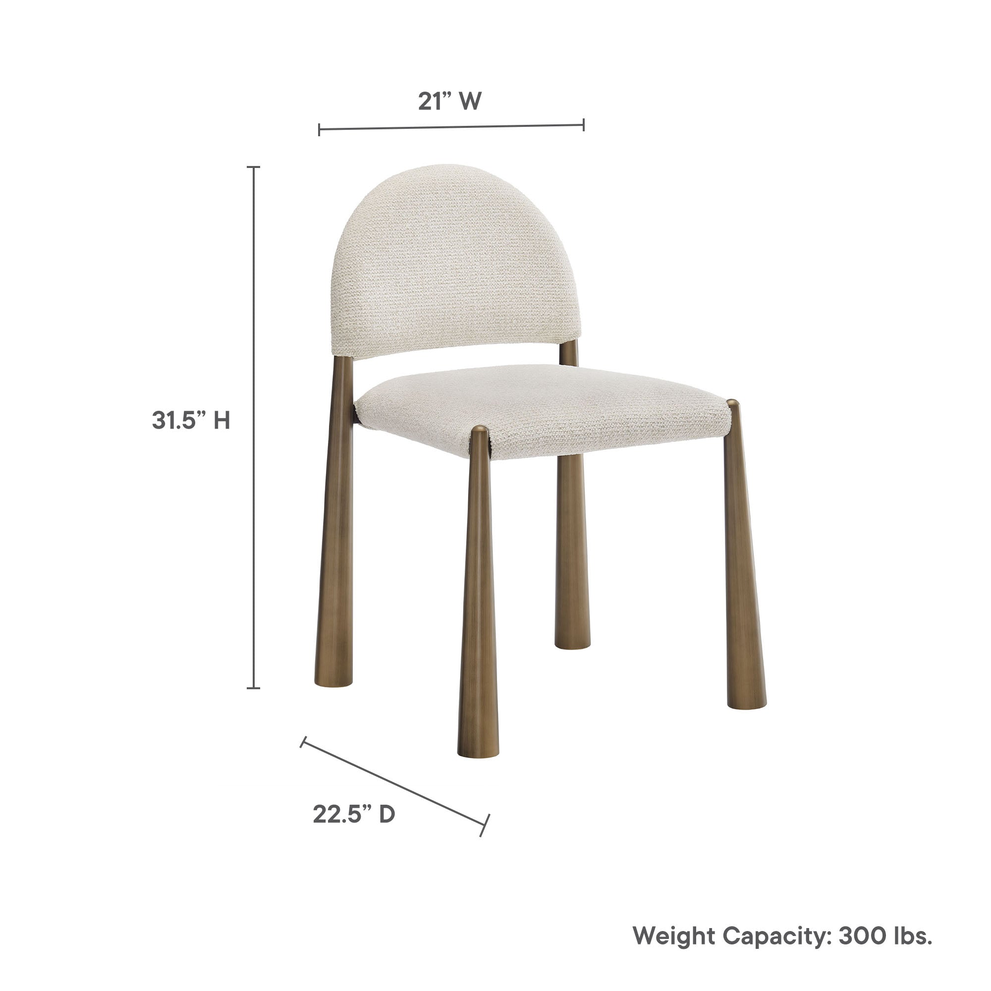 Hayley Upholstered Fabric Dining Side Chair, Brass Cream