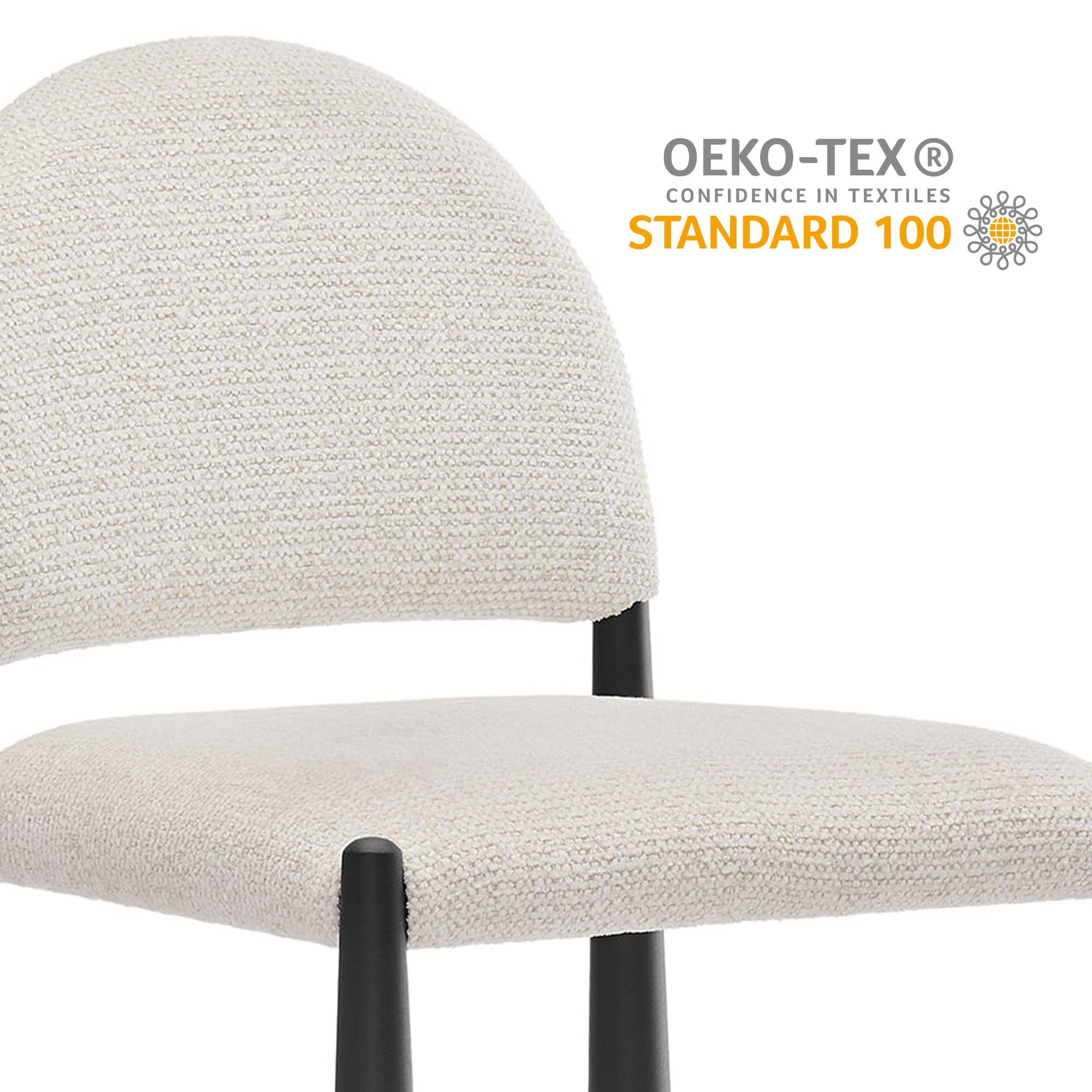 Hayley Upholstered Fabric Counter Stool, Black Cream